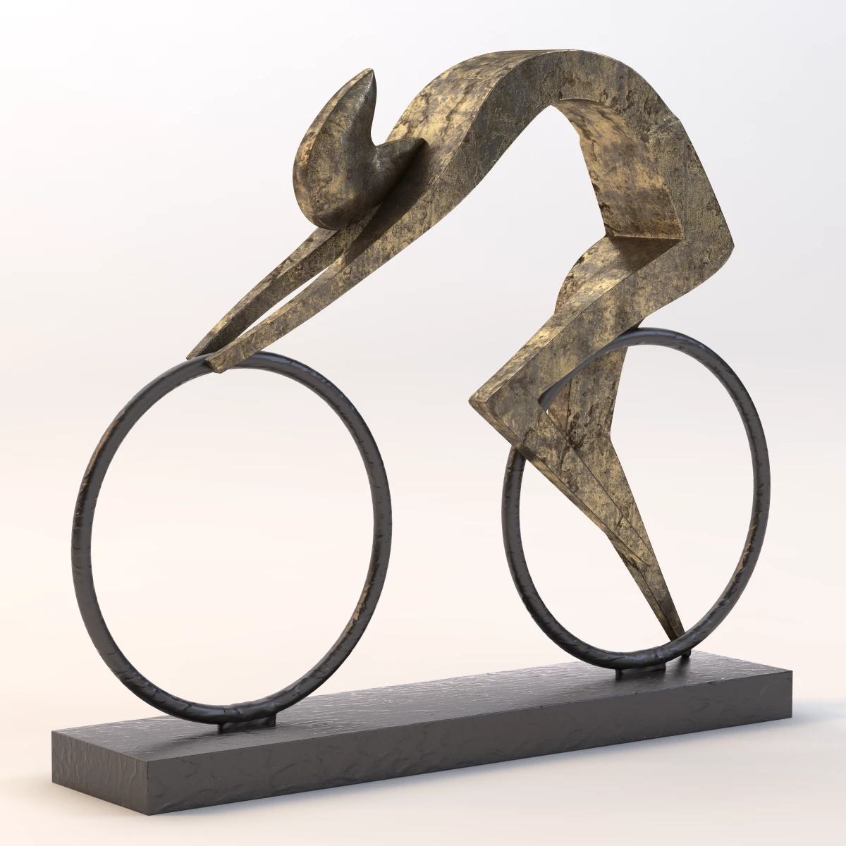 Cyclist Bronze Sculpture 3D Model_01