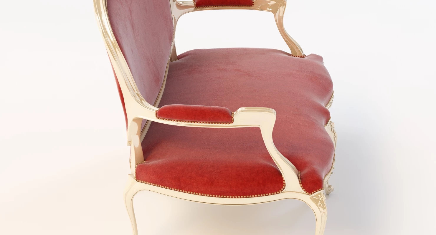 French 19th Century Settee 3D Model_04