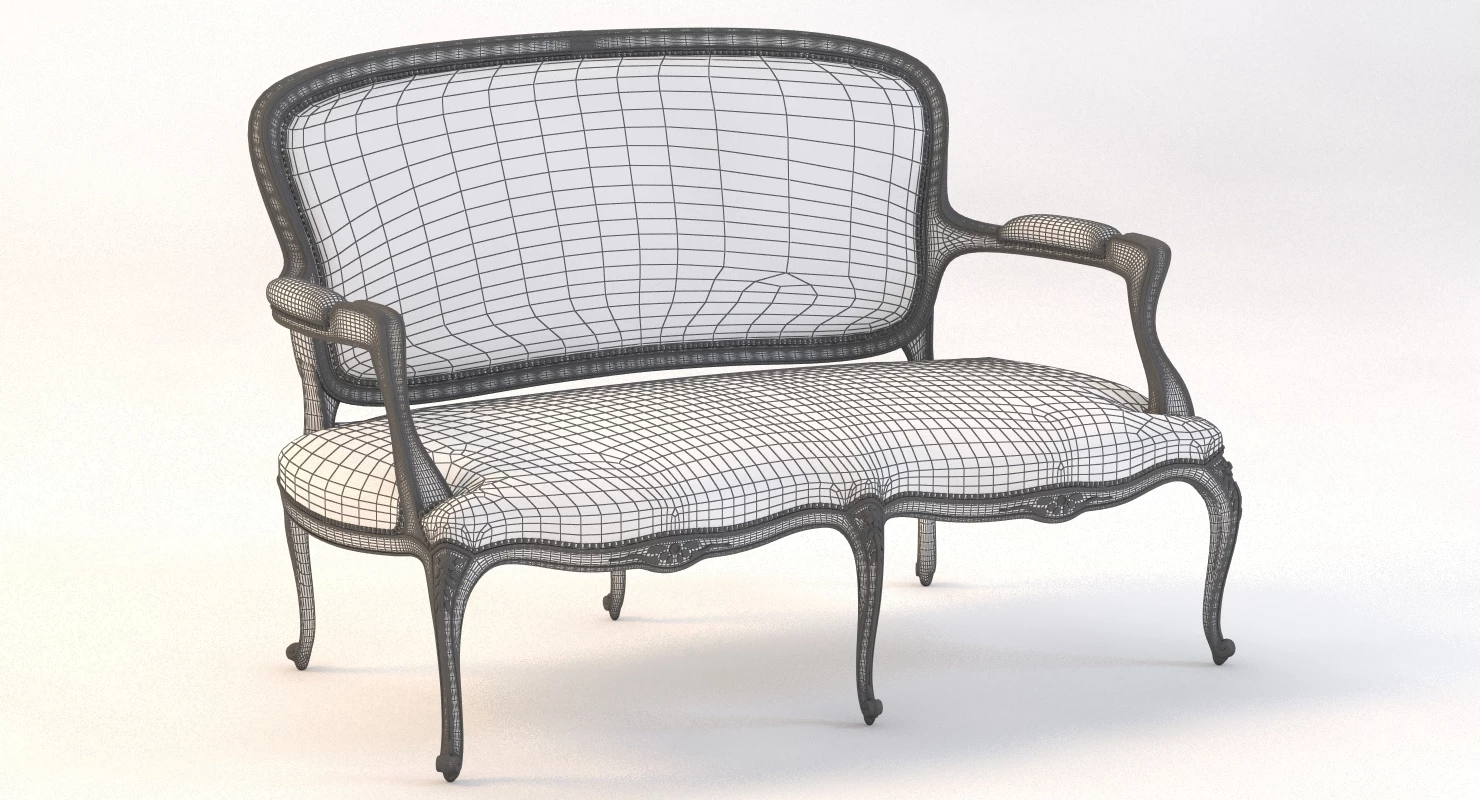 French 19th Century Settee 3D Model_010