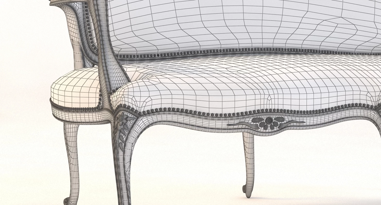 French 19th Century Settee 3D Model_012