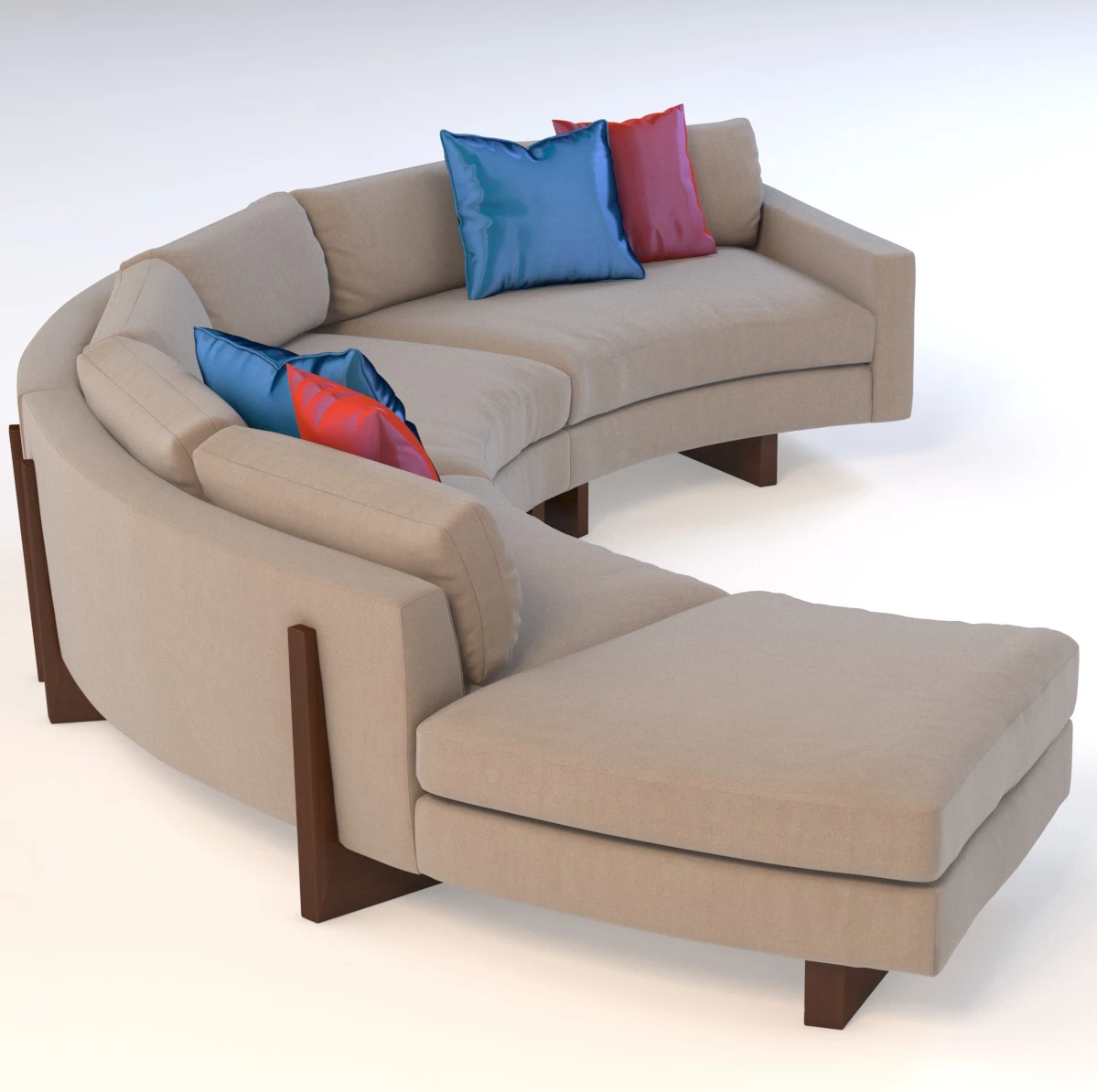 Toasted Clip Curved Sectional Sofa 3D Model_04