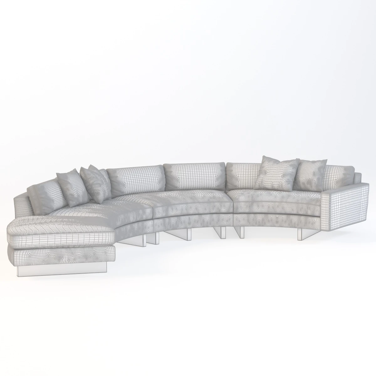 Toasted Clip Curved Sectional Sofa 3D Model_09