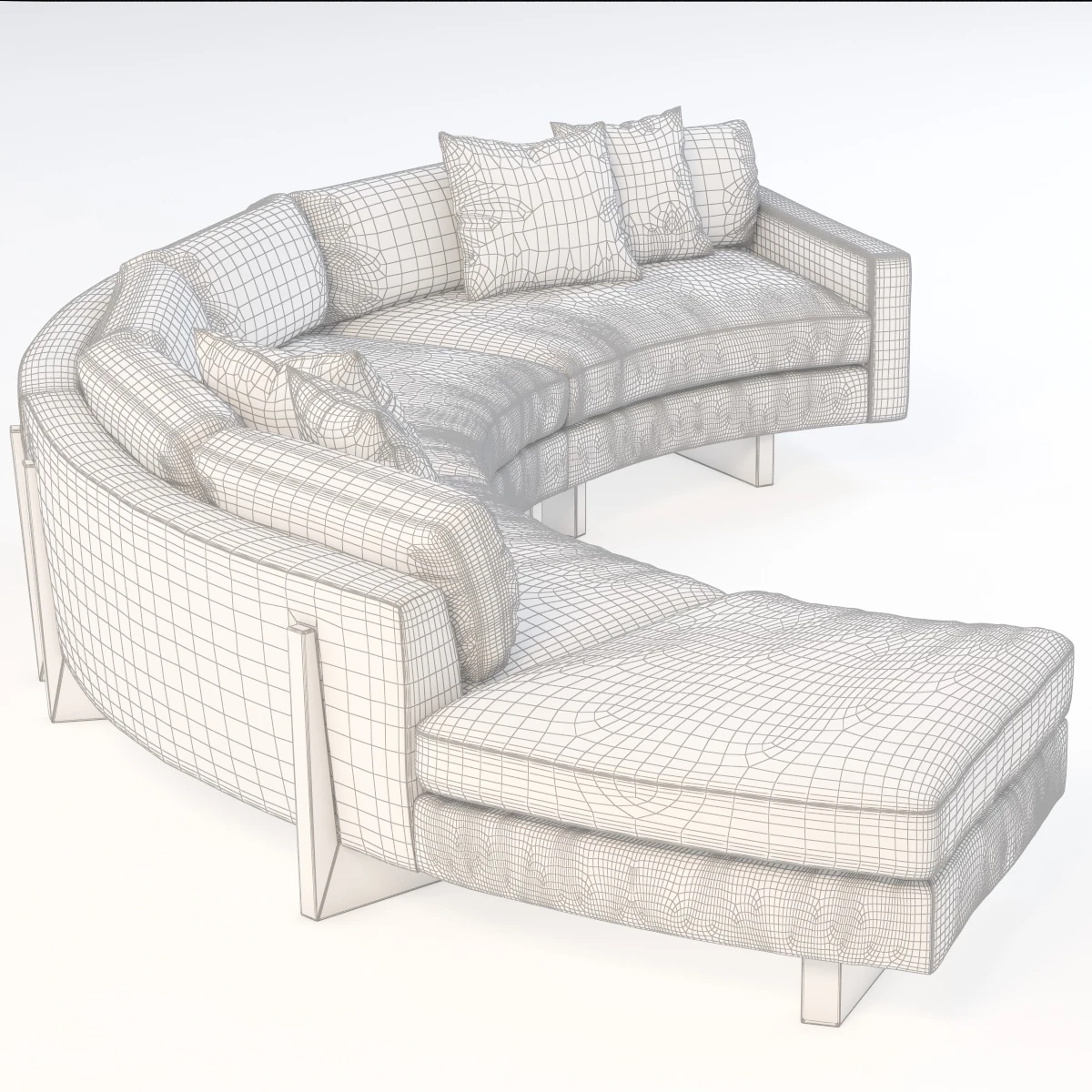 Toasted Clip Curved Sectional Sofa 3D Model_012