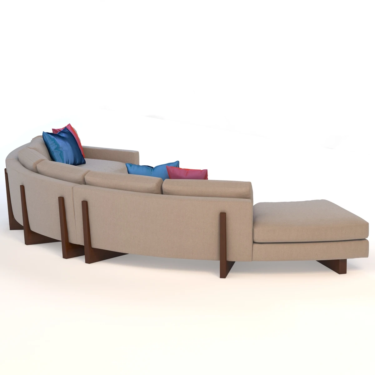 Toasted Clip Curved Sectional Sofa 3D Model_03