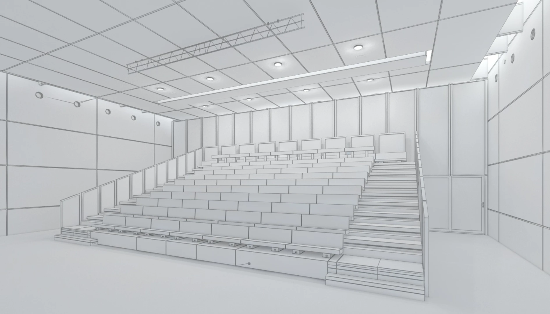 Truffaut Multi-Purpose Hall Theater Interior Scene 3D Model_010