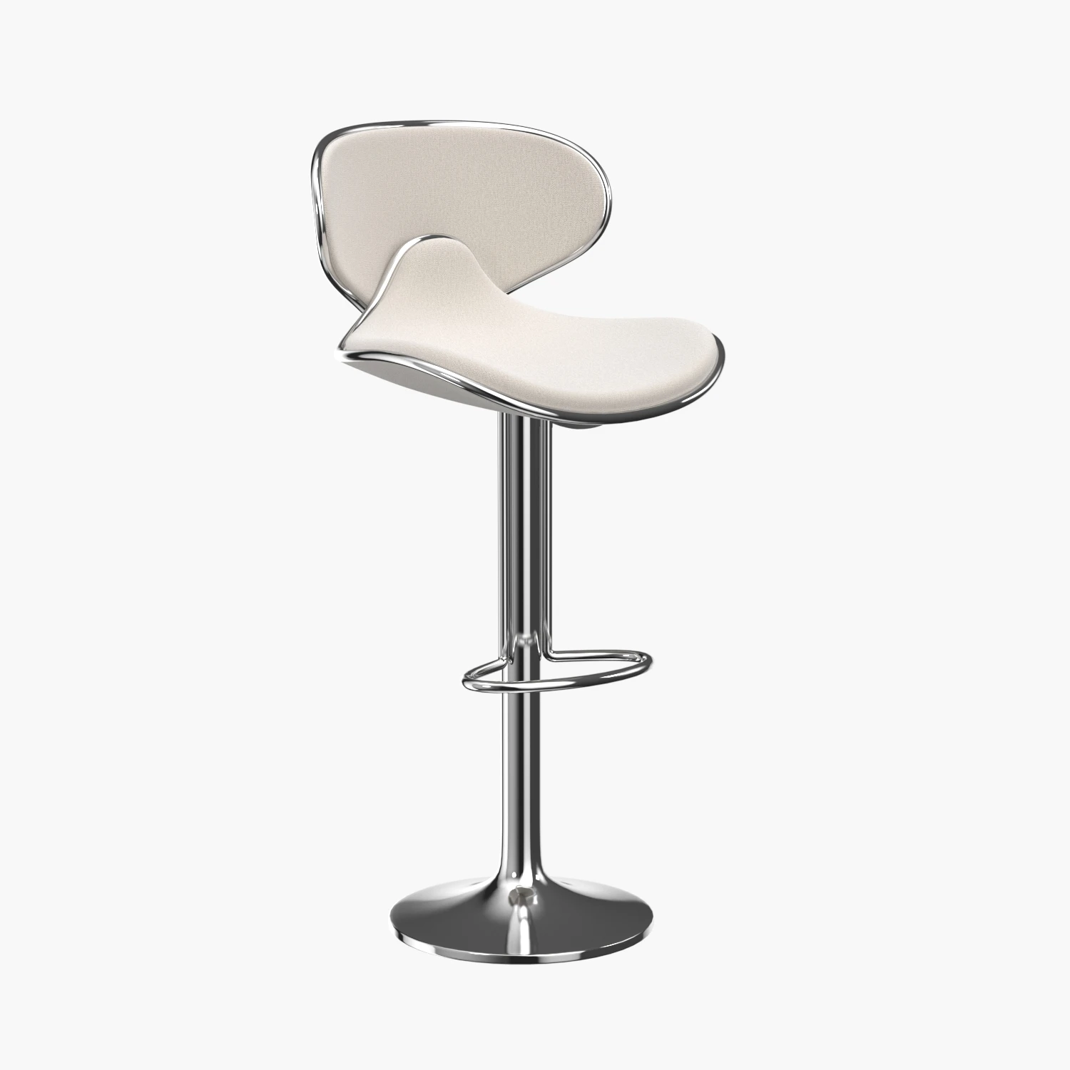 Zuo Fly White Chrome barstool 3D Model_01