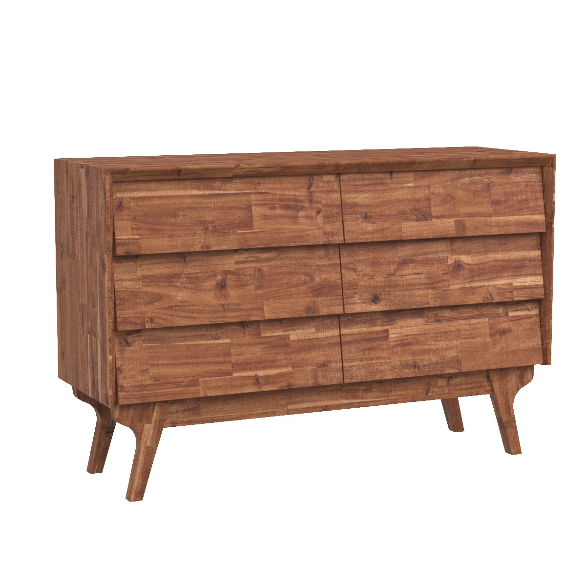 Baxton Studio Sierra Mid-Century Modern Brown Wood 6-Drawer Dresser 3D Model_01