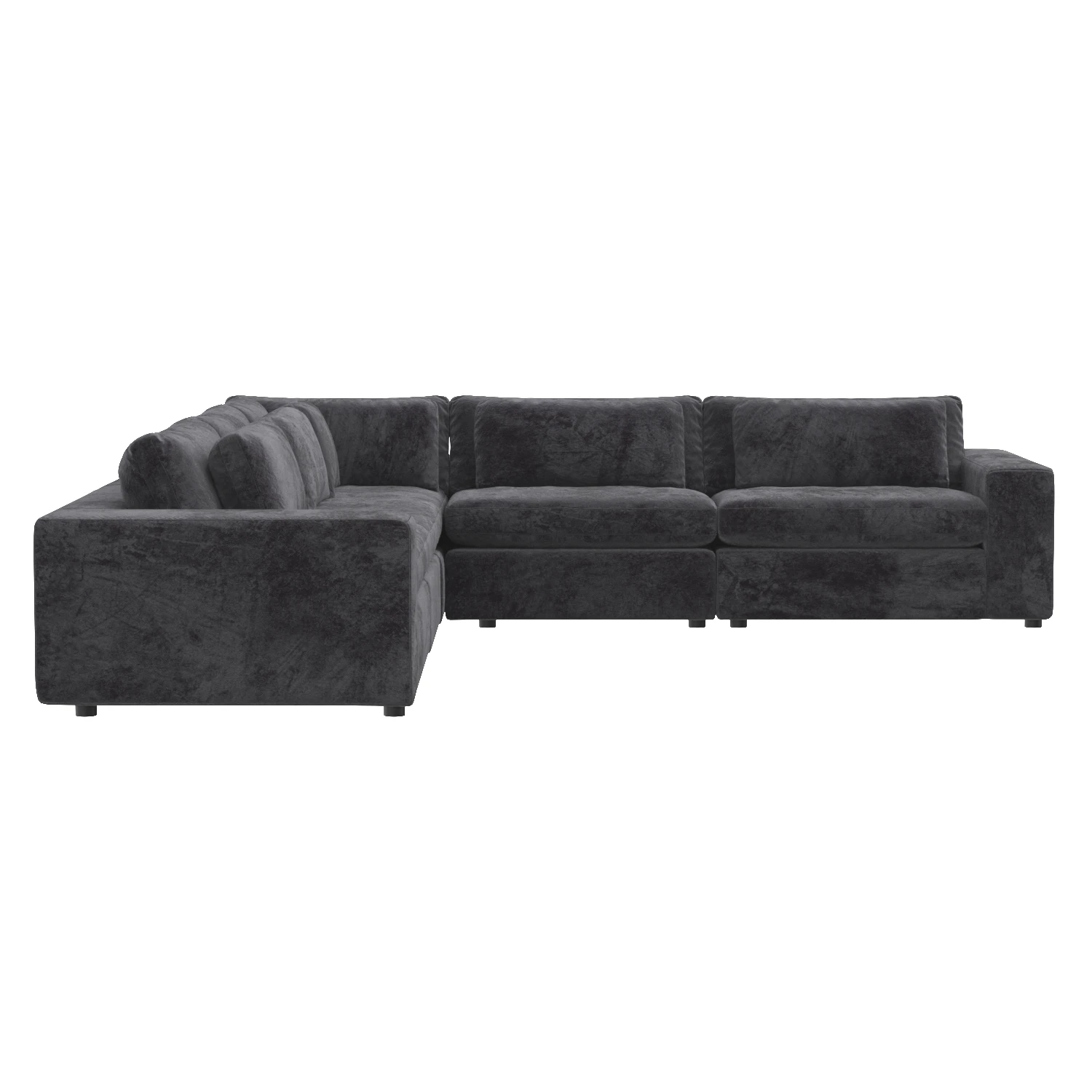 Bloor Charcoal Worn Velvet Contemporary 5 Piece Sectional Sofa 3D Model_03