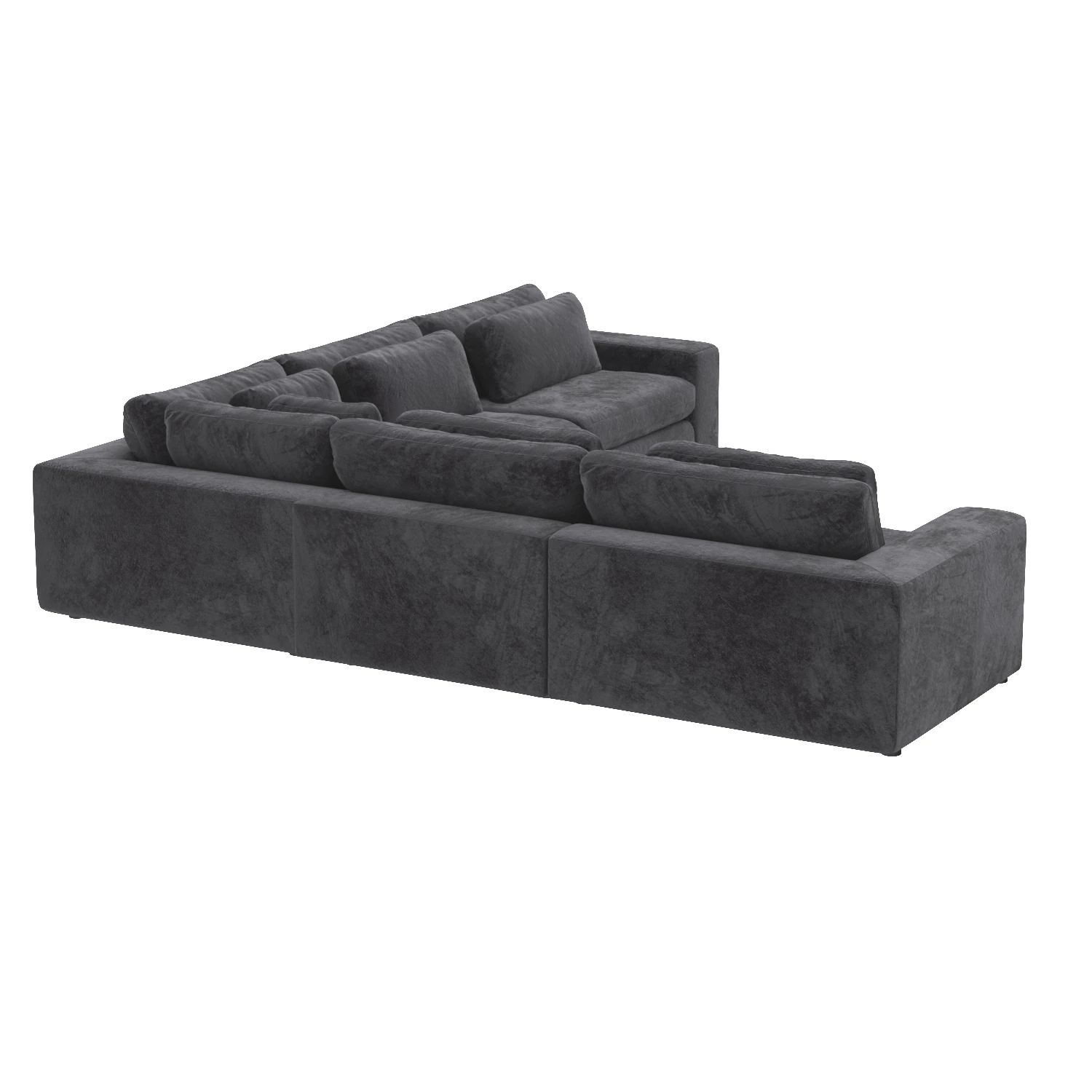Bloor Charcoal Worn Velvet Contemporary 5 Piece Sectional Sofa 3D Model_06