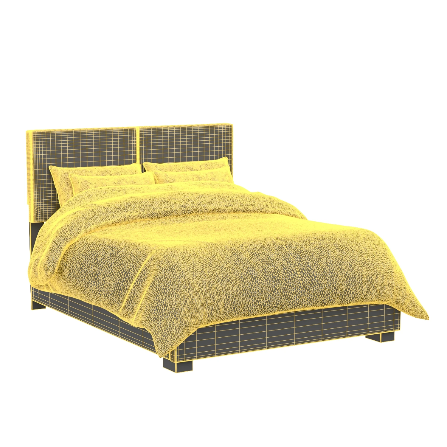 Conner Queen Upholstered Panel Bed Black 3D Model_07