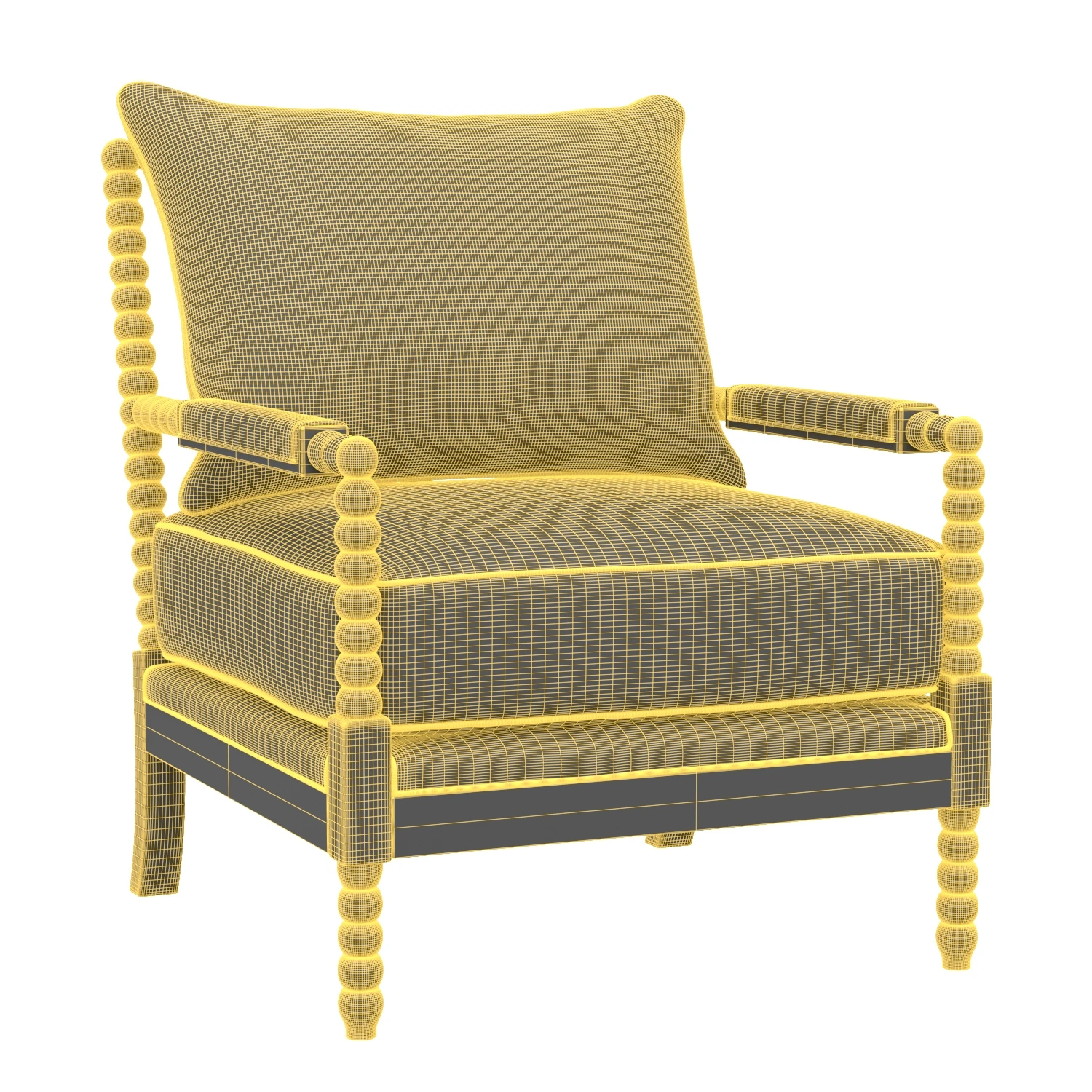 Cushion Back Accent Chair 3D Model_07