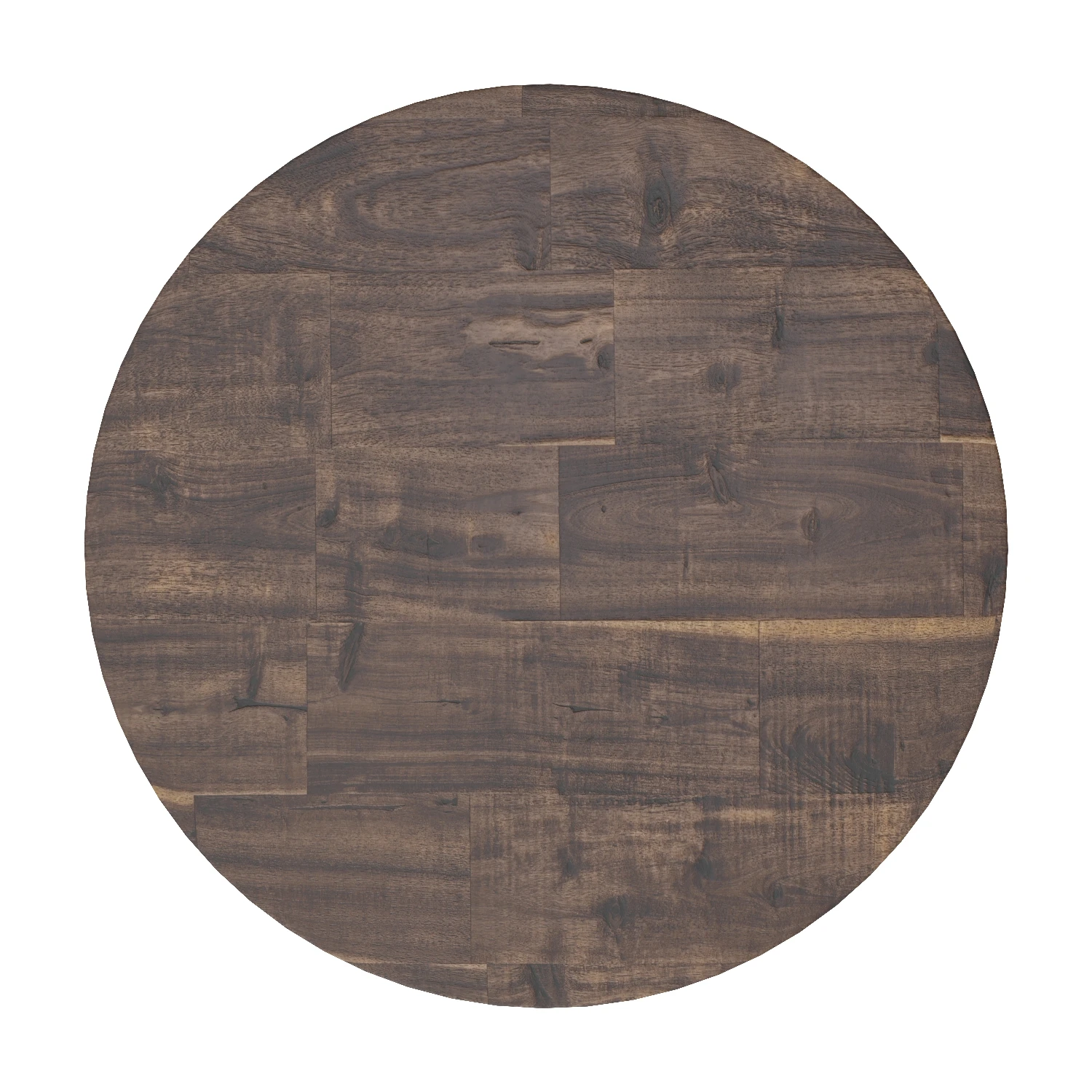 Dark Brown Reclaimed Wood Round Dining Table 3D Model_04