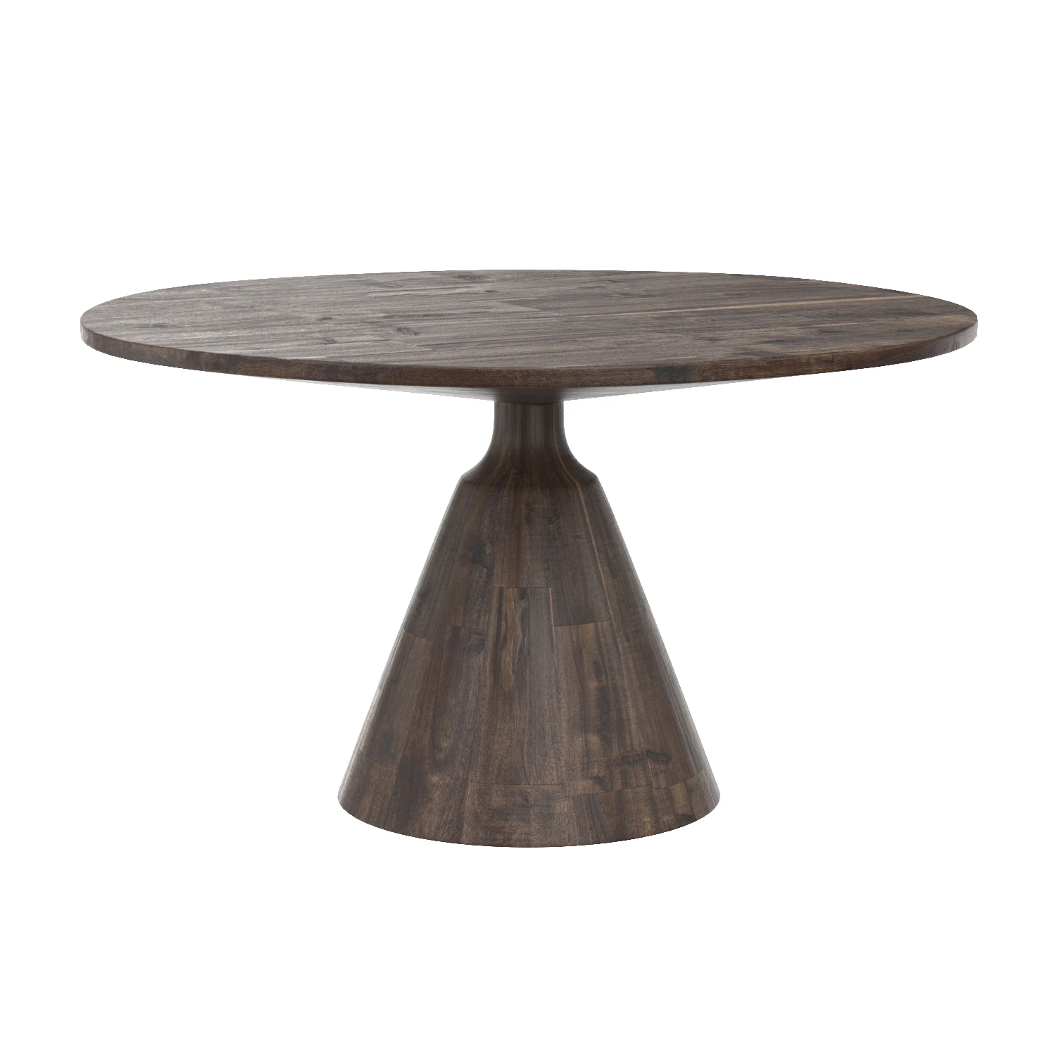 Dark Brown Reclaimed Wood Round Dining Table 3D Model_01