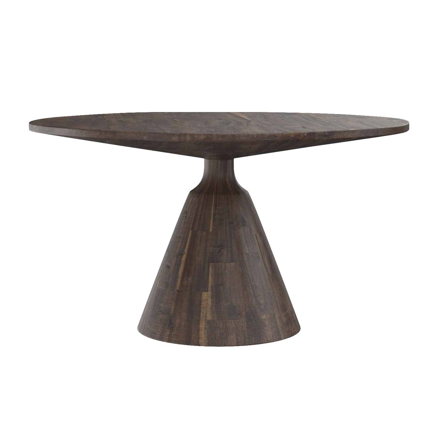 Dark Brown Reclaimed Wood Round Dining Table 3D Model_03