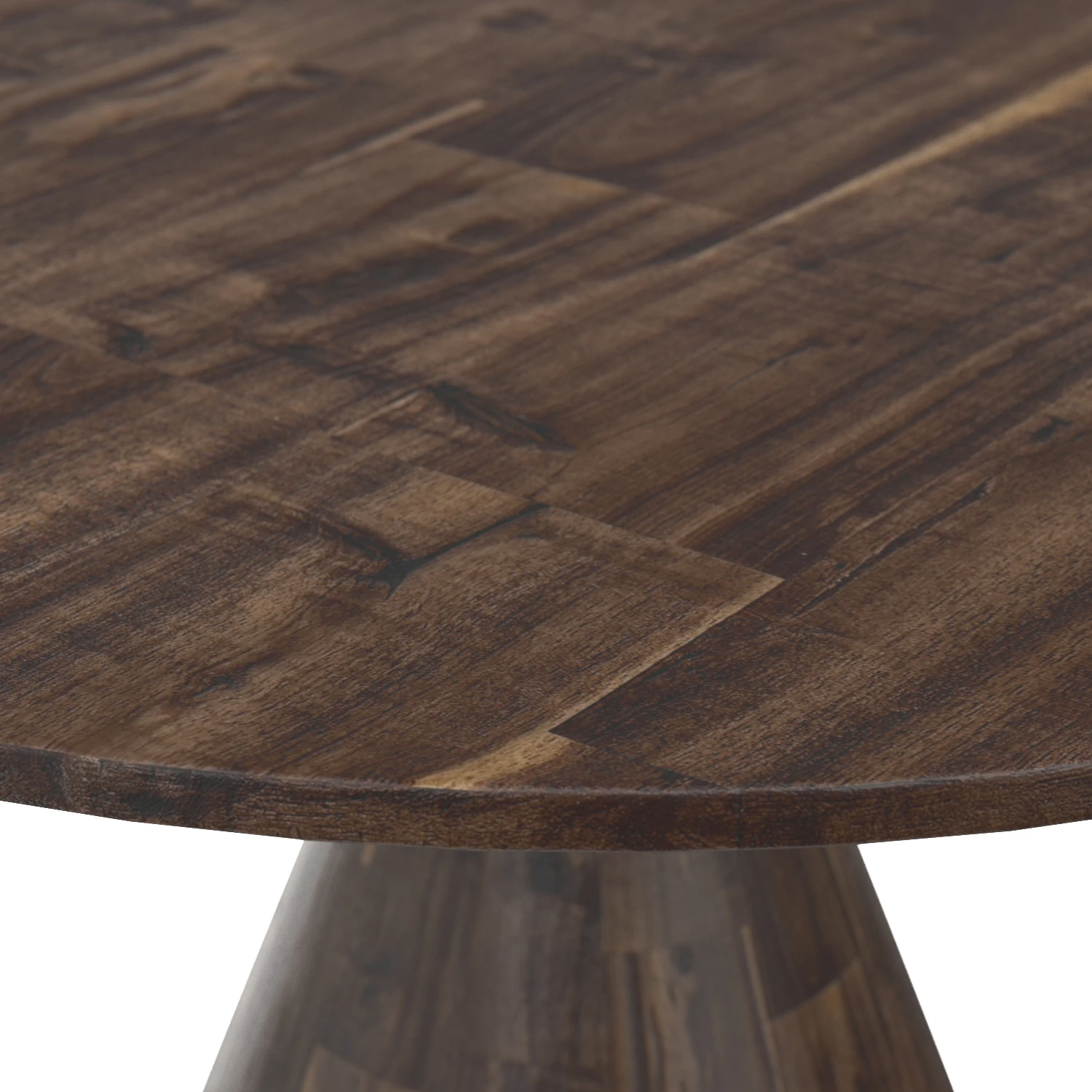 Dark Brown Reclaimed Wood Round Dining Table 3D Model_05