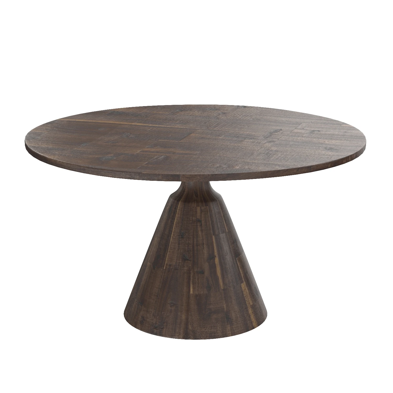 Dark Brown Reclaimed Wood Round Dining Table 3D Model_06