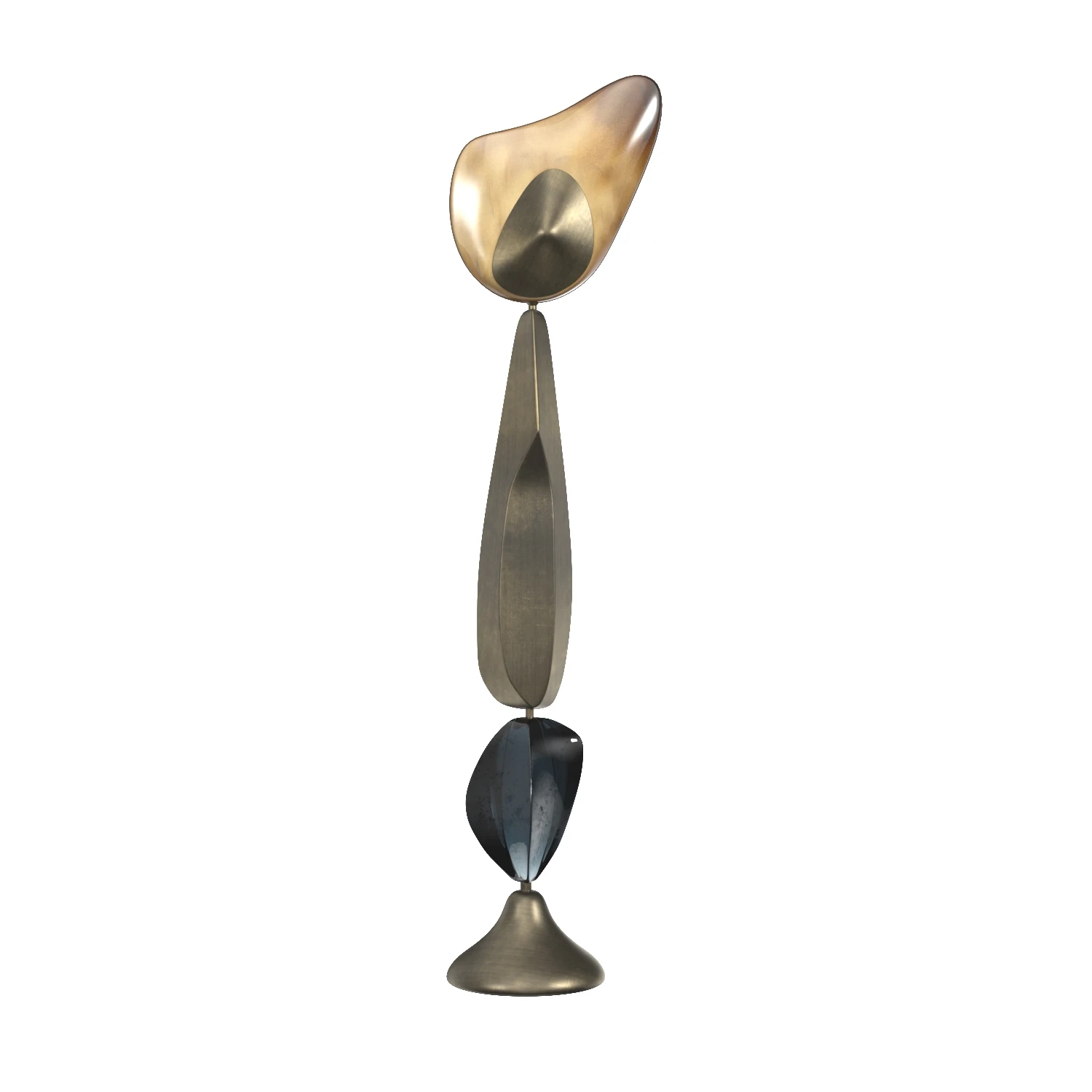 Sculptural Floor Lamp with Bronze-Patina Brass 3D Model_01