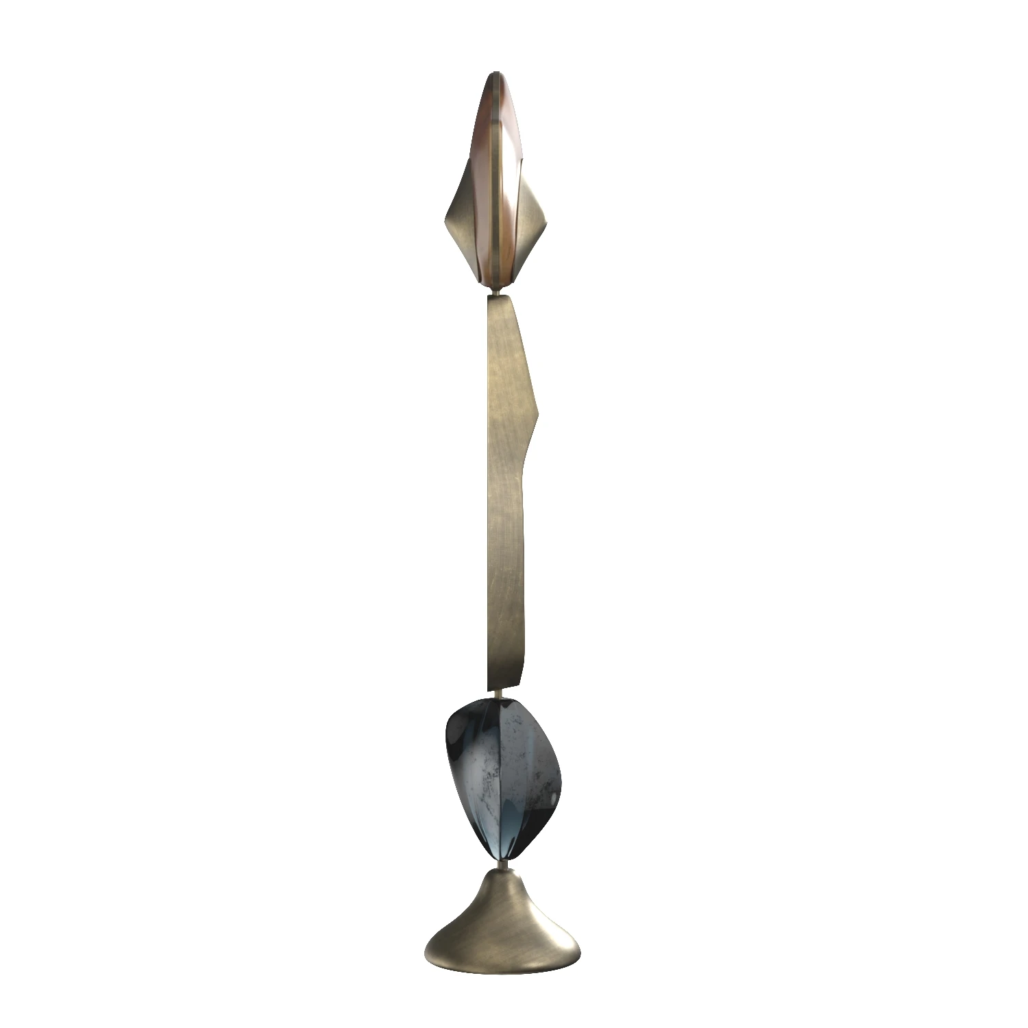 Sculptural Floor Lamp with Bronze-Patina Brass 3D Model_04