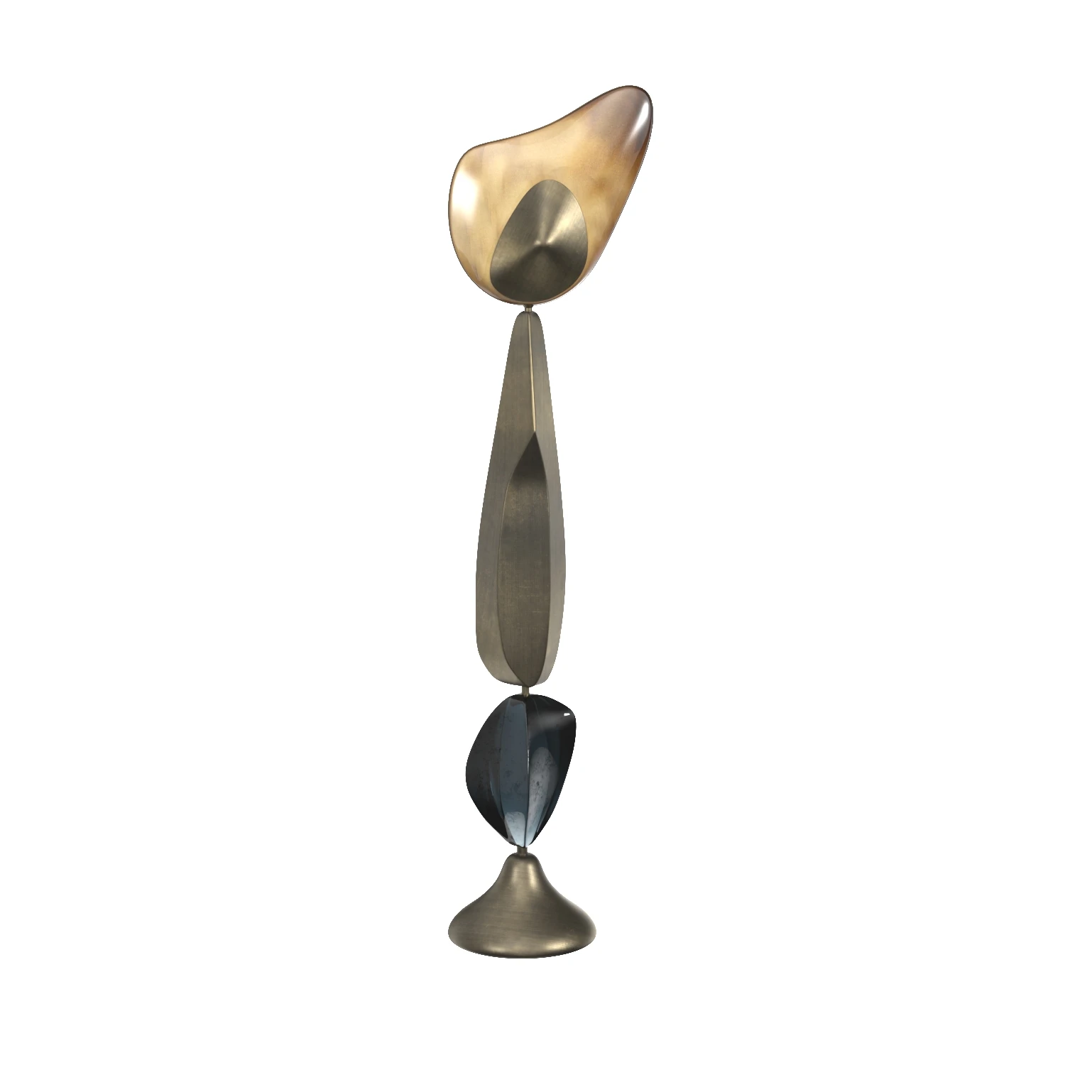 Sculptural Floor Lamp with Bronze-Patina Brass 3D Model_06