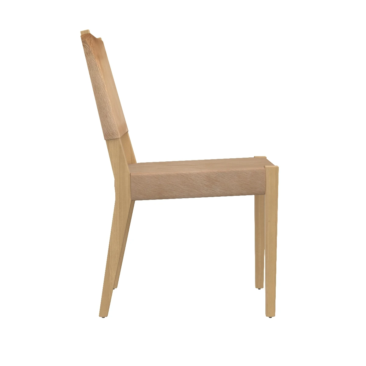 Kelly Rustic Lodge Brown Wood Frame Hide Seat Dining Side Chair 3D Model_03