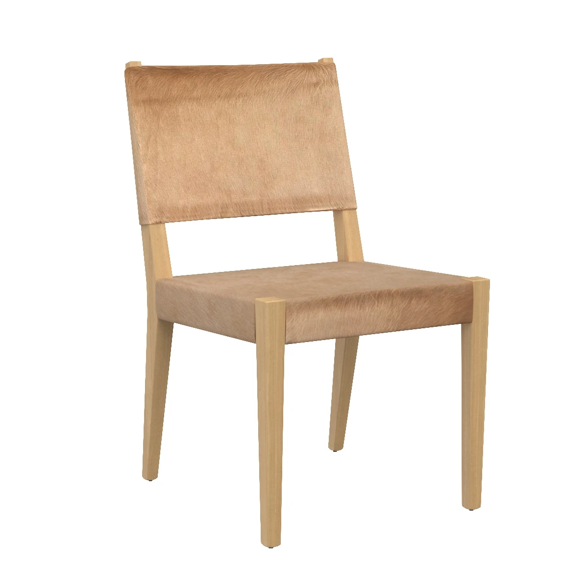 Kelly Rustic Lodge Brown Wood Frame Hide Seat Dining Side Chair 3D Model_01