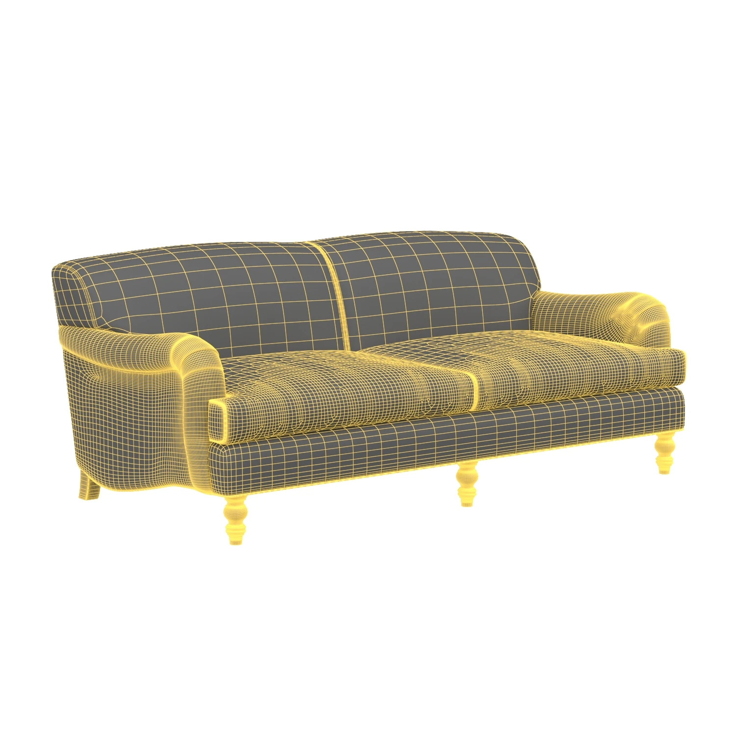 Roll Arm Sofa with Tight Back 3D Model_07