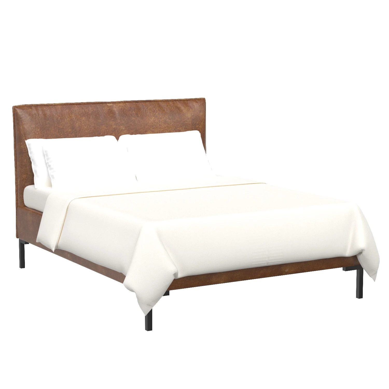 Sophia California King Faux Leather Platform Bed 3D Model_01