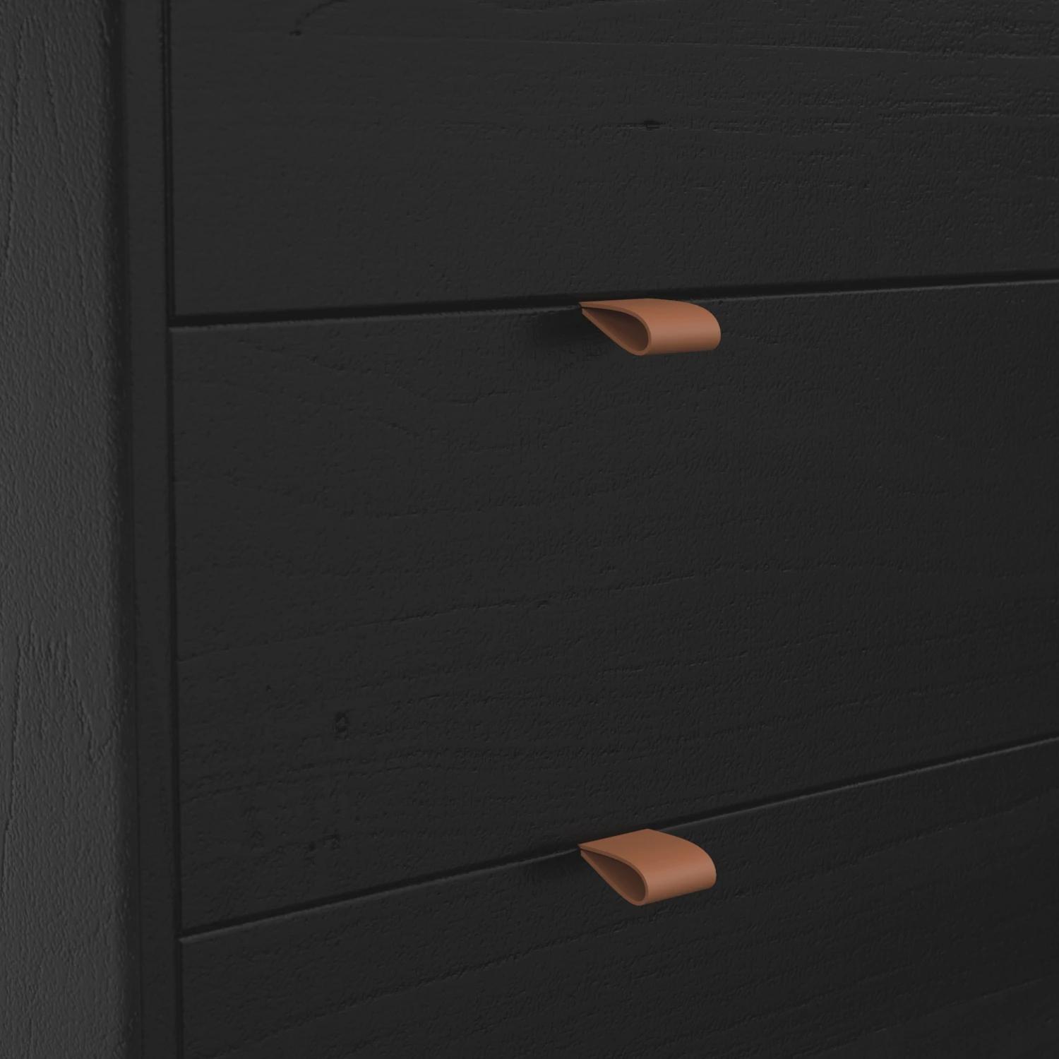 Theodore Modern Classic Black Wood Leather Pull 7 Drawer Dresser 3D Model_05