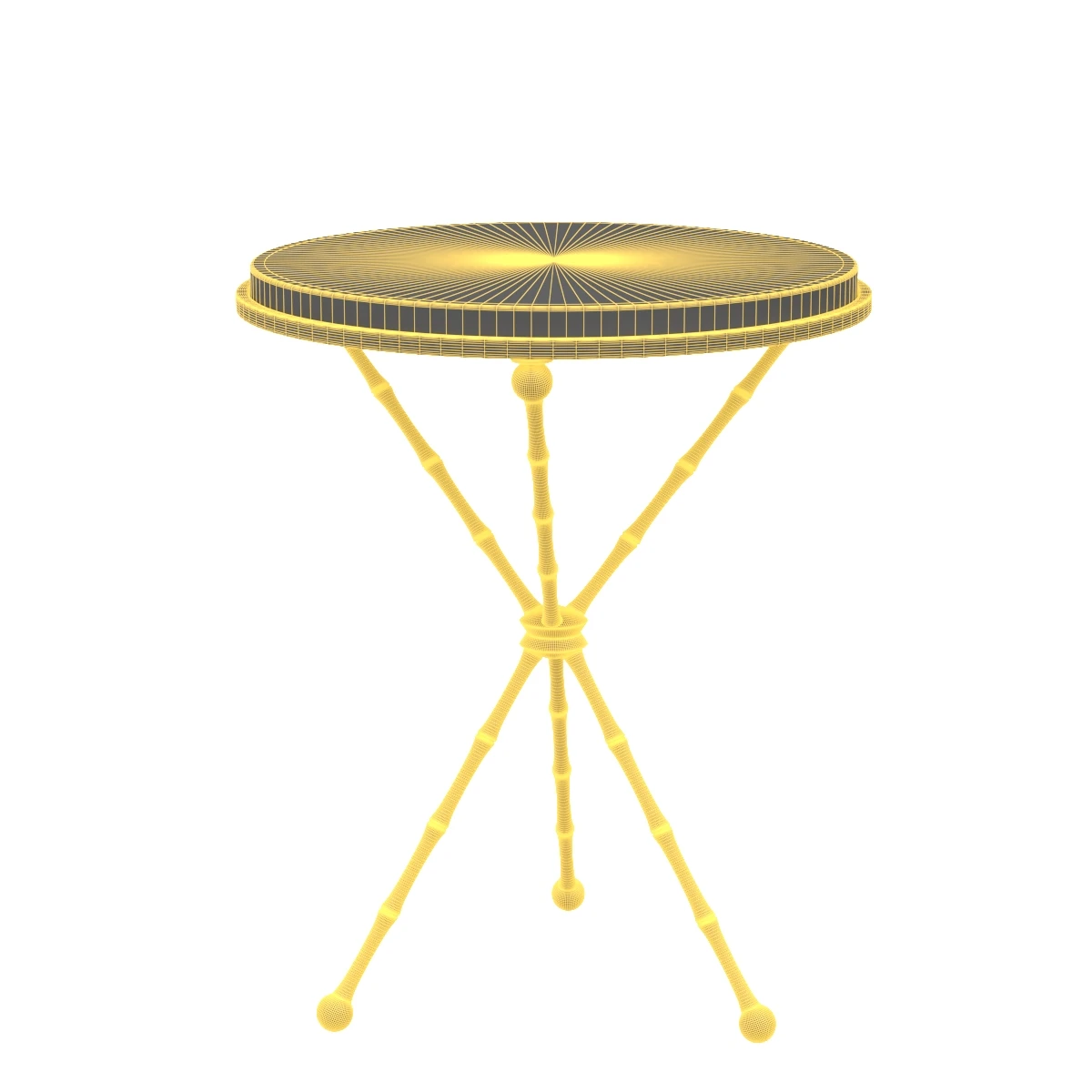 1950s Faux Bamboo Solid Brass Tripod Side Table 3D Model_07
