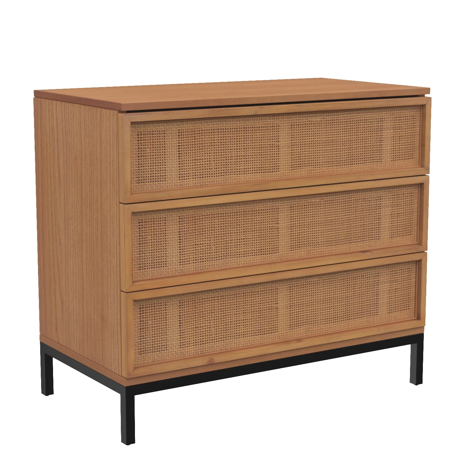 Zadie 3 Drawer Rattan Chest 3D Model_01