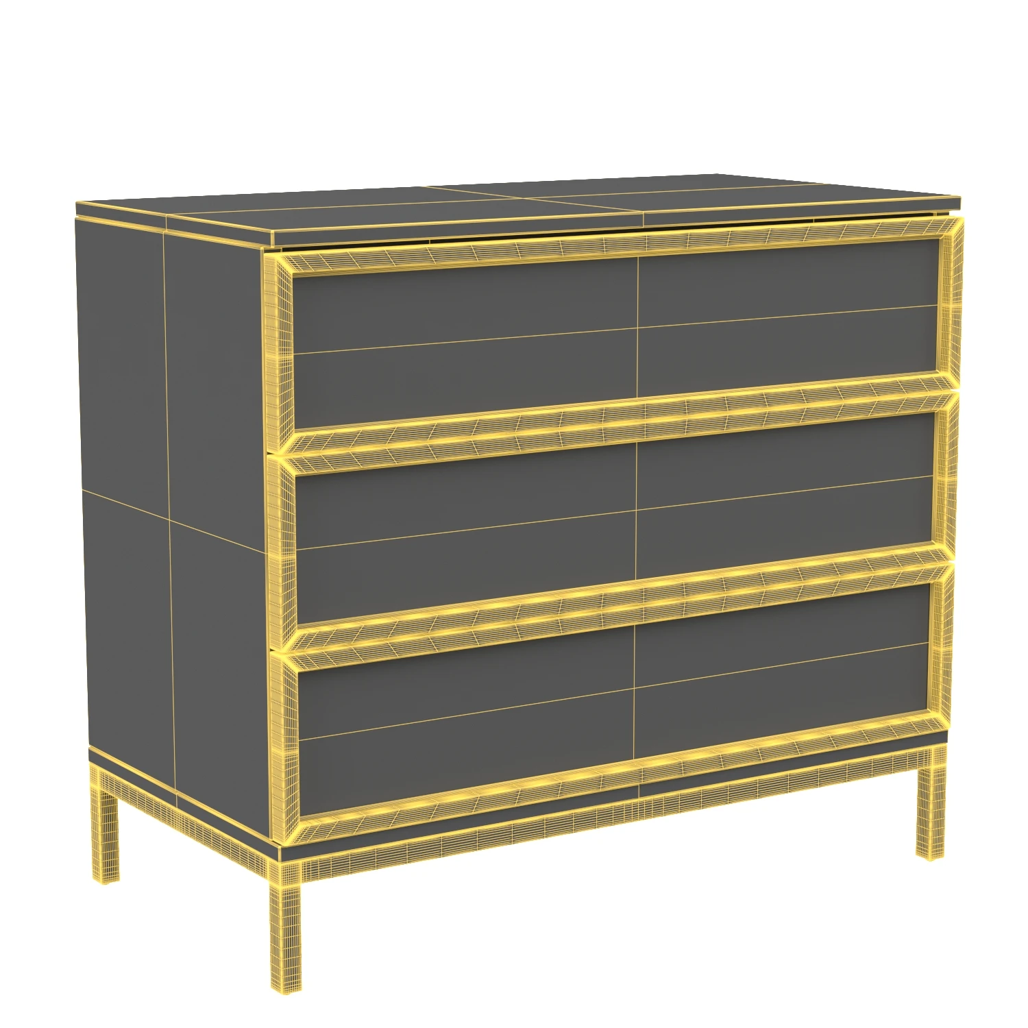 Zadie 3 Drawer Rattan Chest 3D Model_07