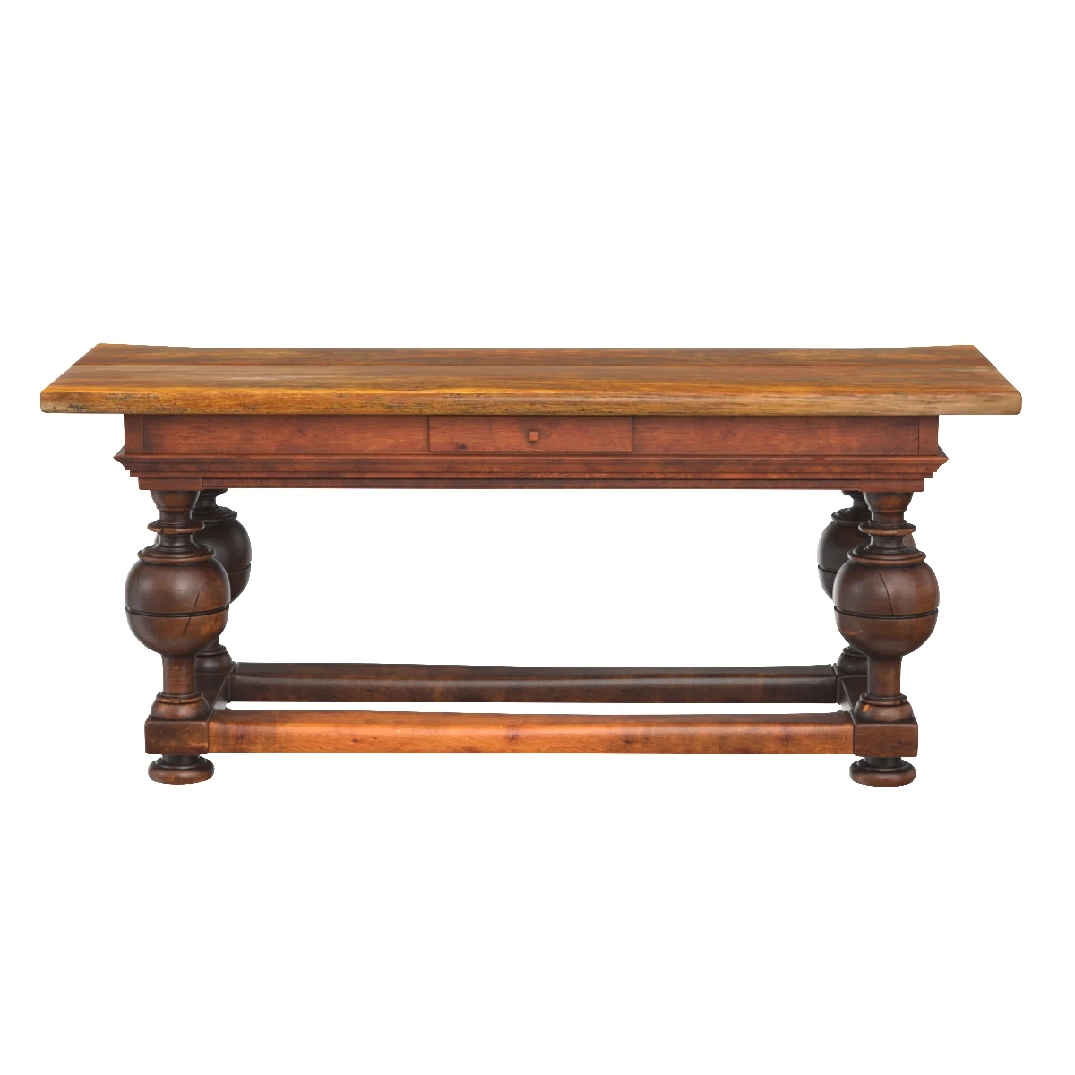 Antique Dutch Oak and Pine Ball Leg Table 3D Model_06