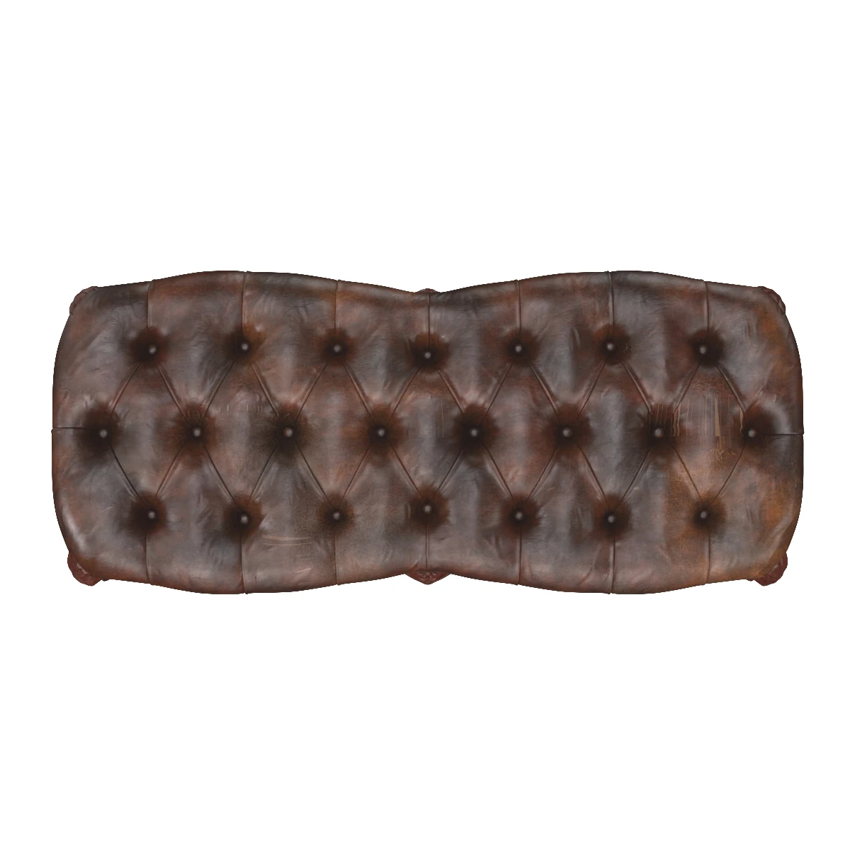 French Leather Tufted Bench C 1900s 3D Model_03