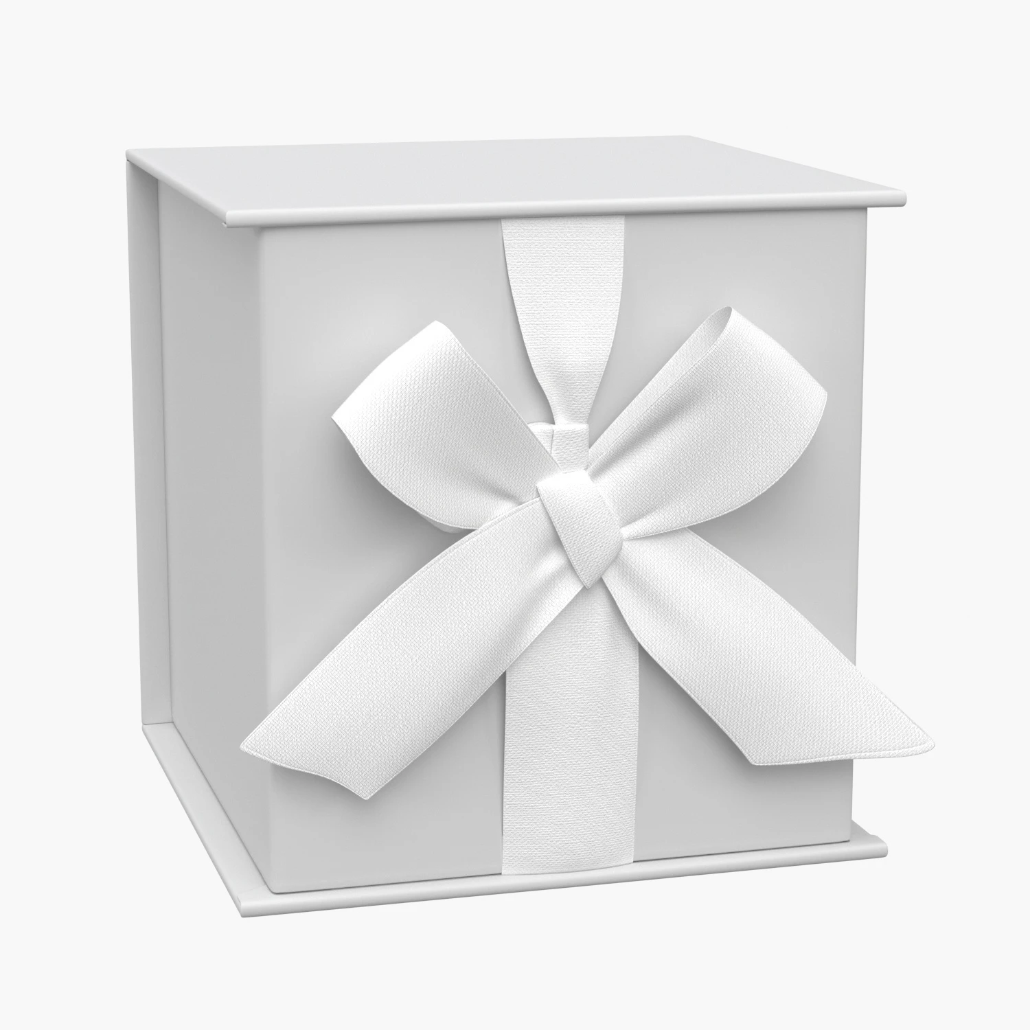 Hallmark Ribbon and Paper Fill Small Gift Lid White Box with Bow 3D Model_01