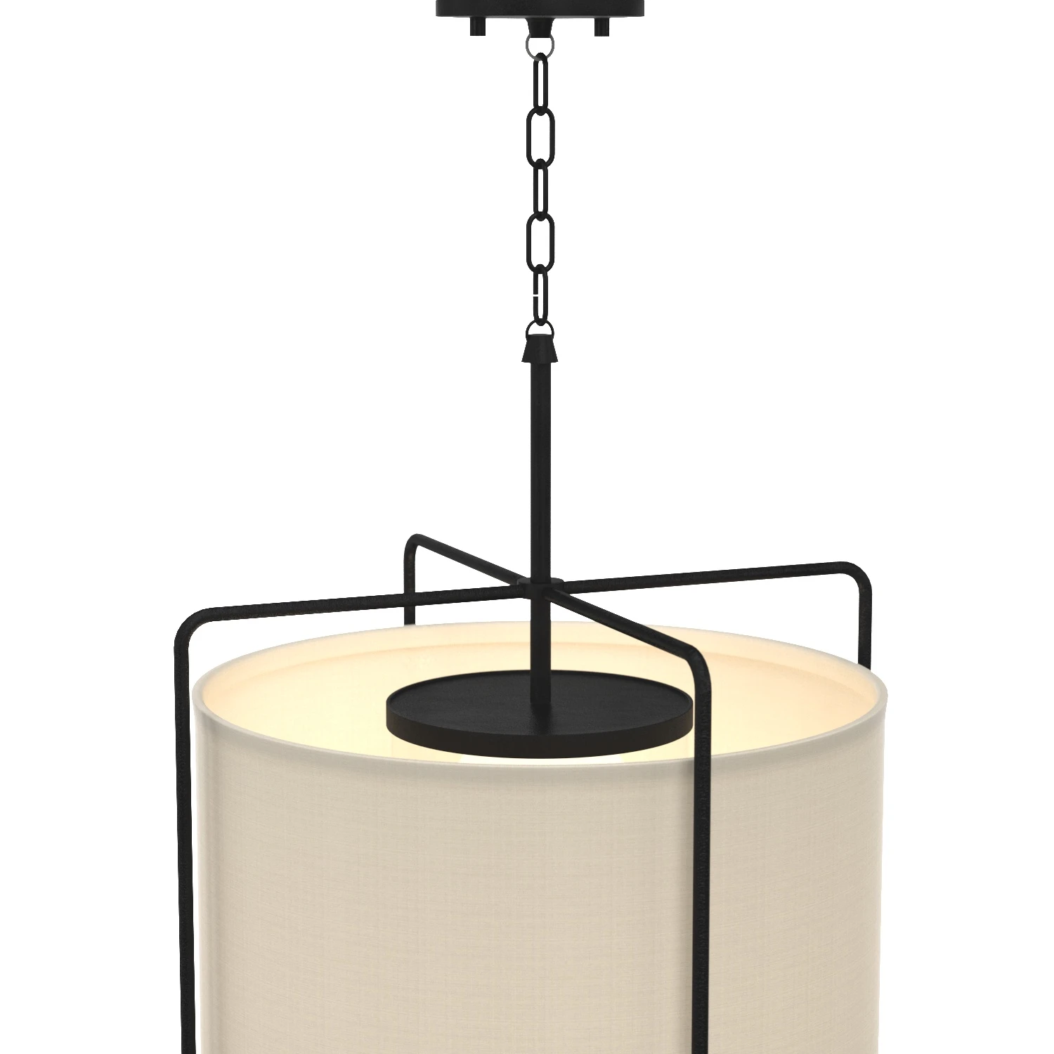 Kempsey Collection Three Light Harvest Linen Shade Farmhouse Pendant Light 3D Model_05