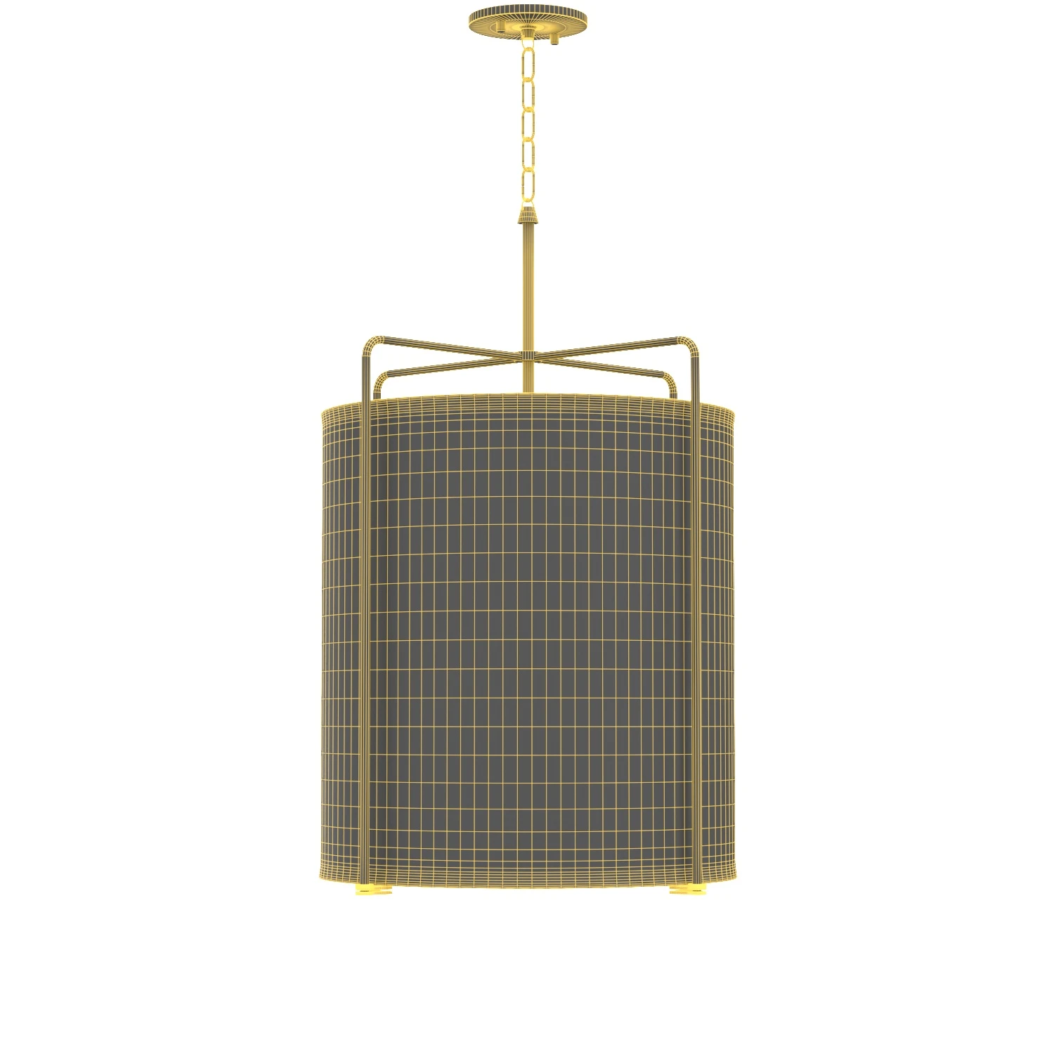 Kempsey Collection Three Light Harvest Linen Shade Farmhouse Pendant Light 3D Model_07