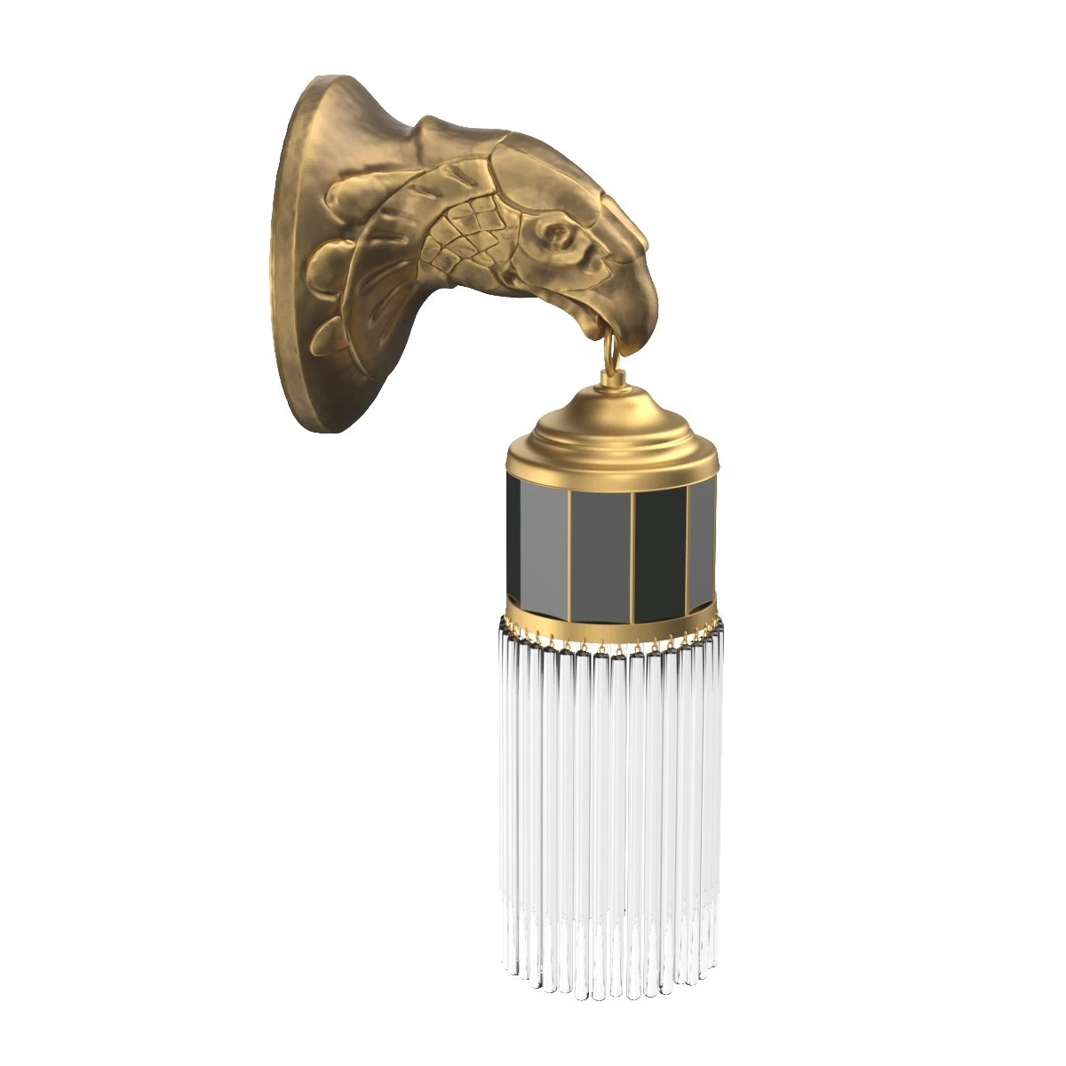 Kinkiet w Stylu Art Deco Lampa Orzel z Witrazem 3D Model_04