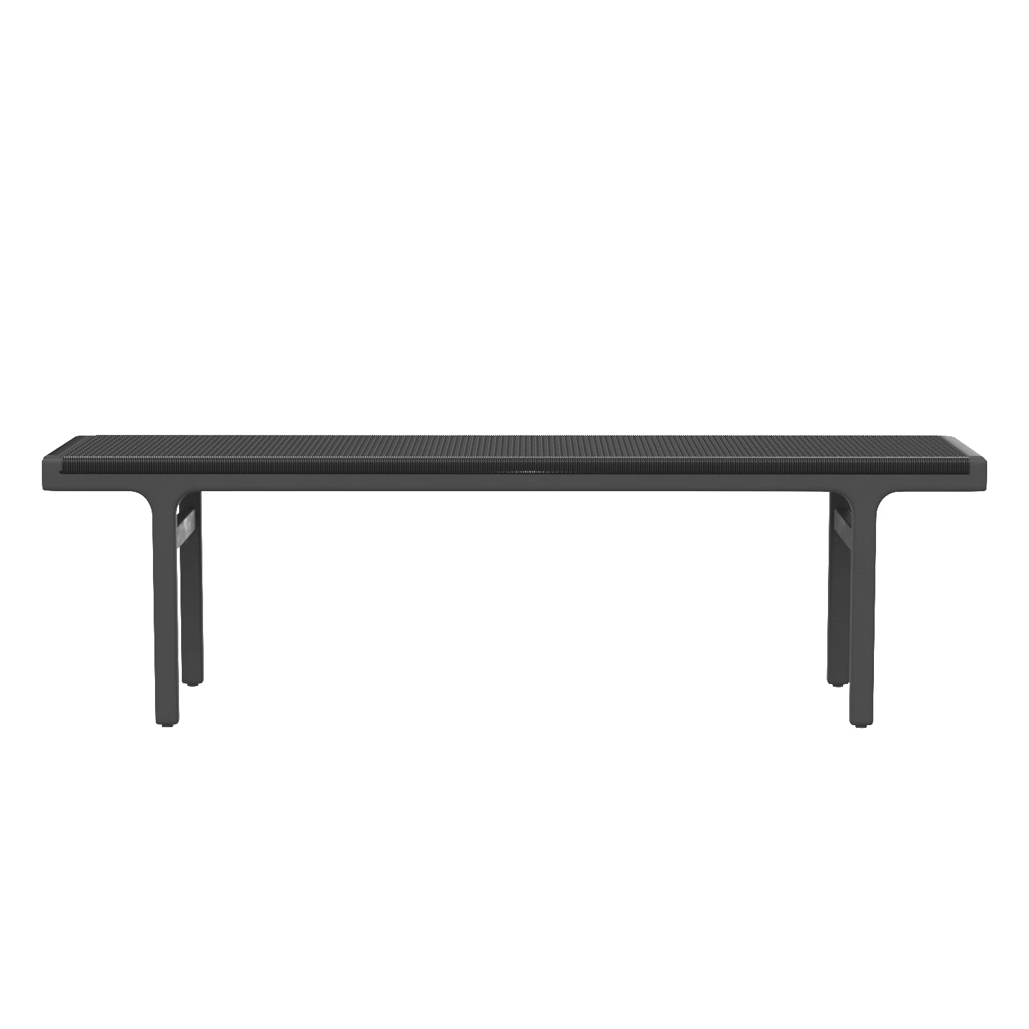 Large Black Leather Woven Bench 3D Model_01