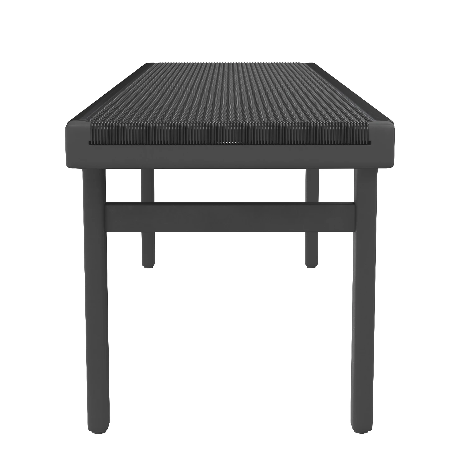 Large Black Leather Woven Bench 3D Model_03