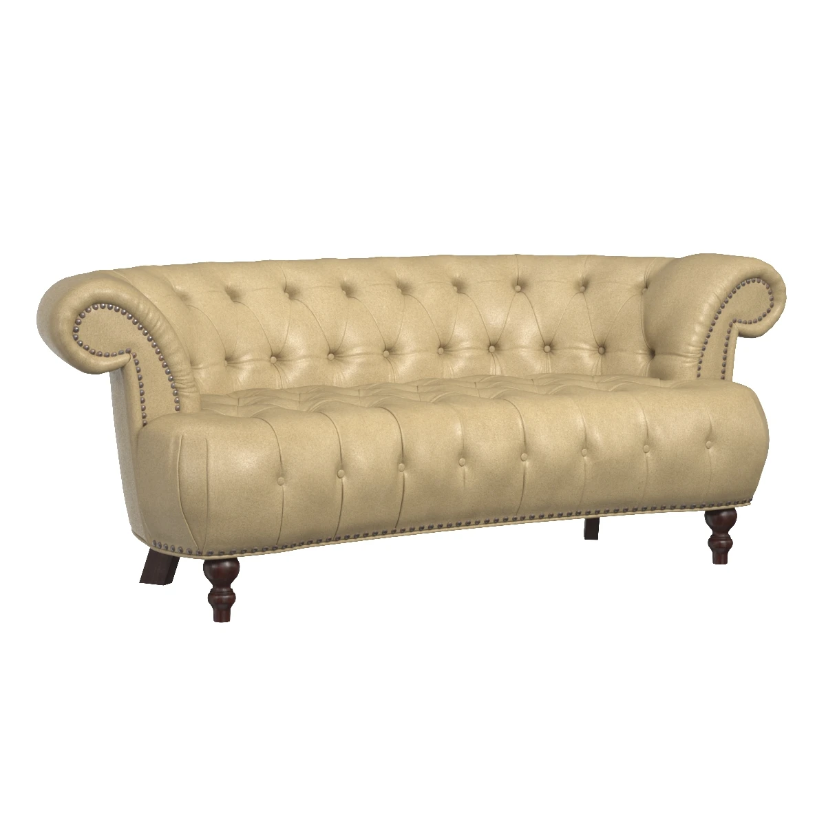 Leather Curved Chesterfield Style Sofa 3D Model_01