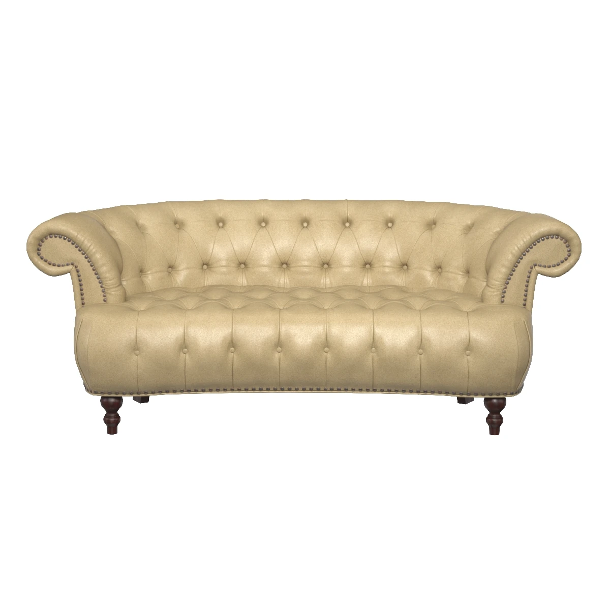 Leather Curved Chesterfield Style Sofa 3D Model_06
