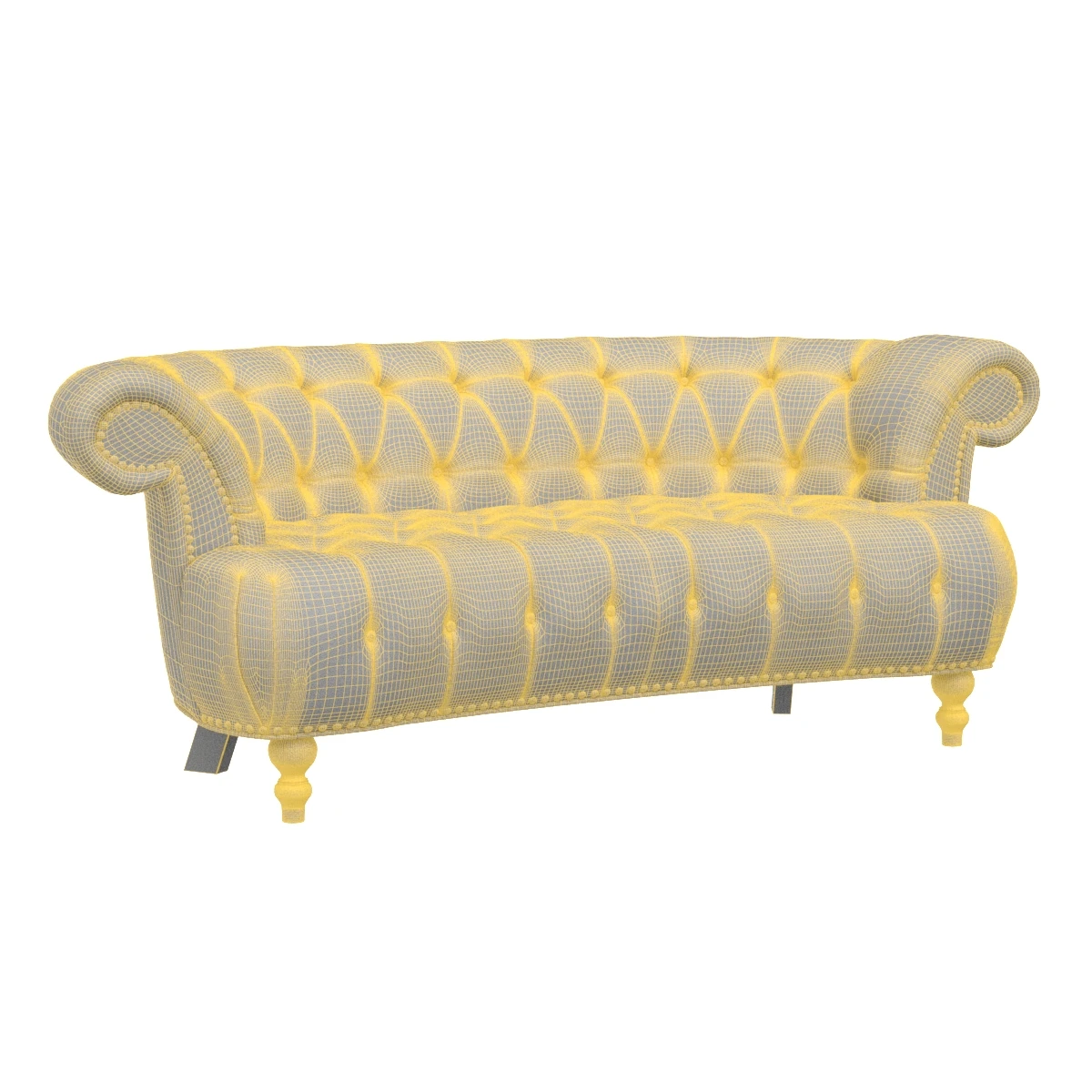 Leather Curved Chesterfield Style Sofa 3D Model_07