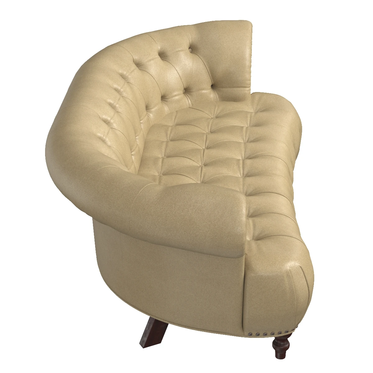 Leather Curved Chesterfield Style Sofa 3D Model_04