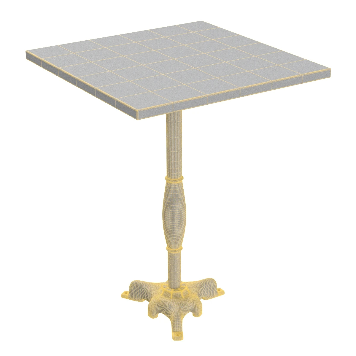 Mid Century Grey Marble Cafe Table with Cast Iron Base 3D Model_07