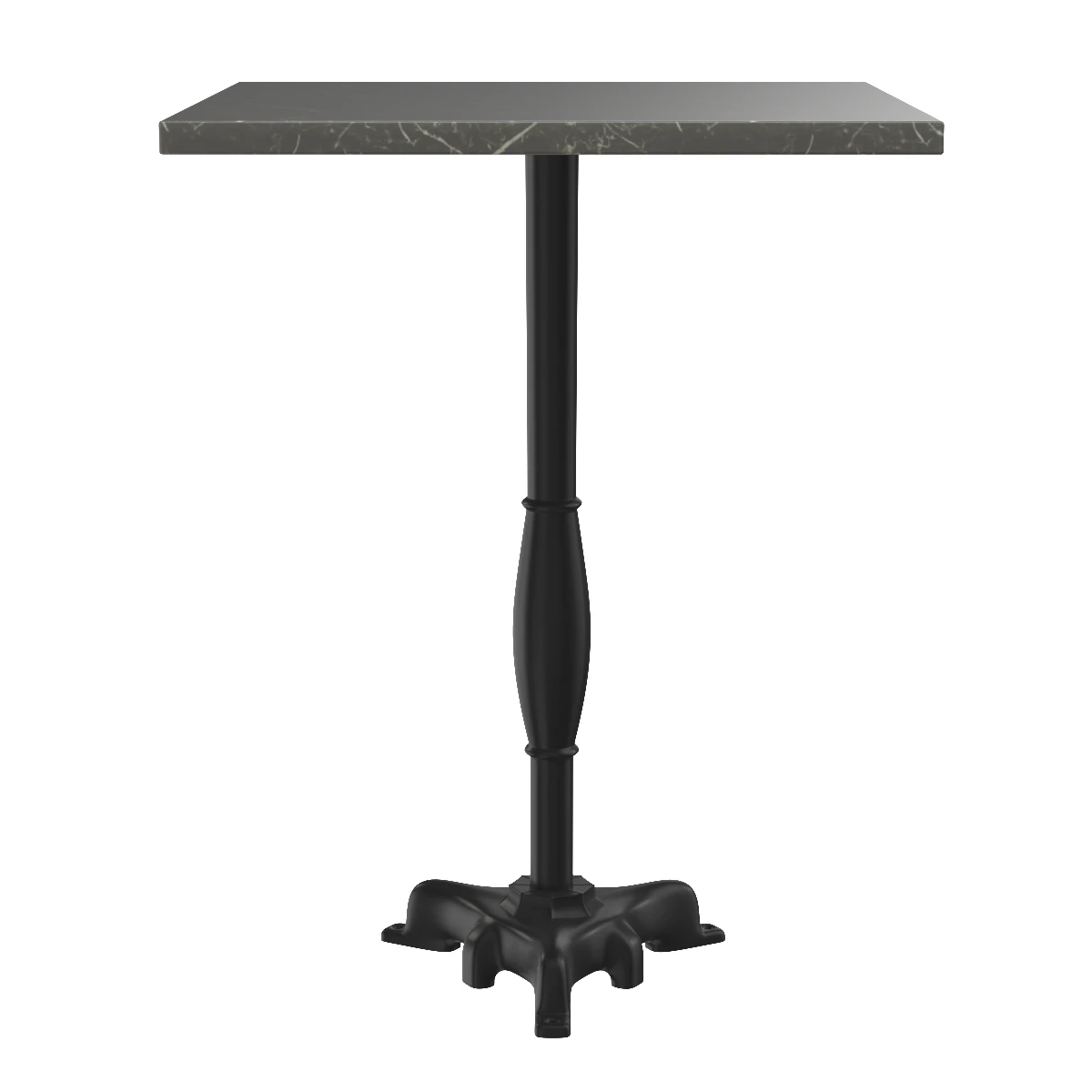 Mid Century Grey Marble Cafe Table with Cast Iron Base 3D Model_06