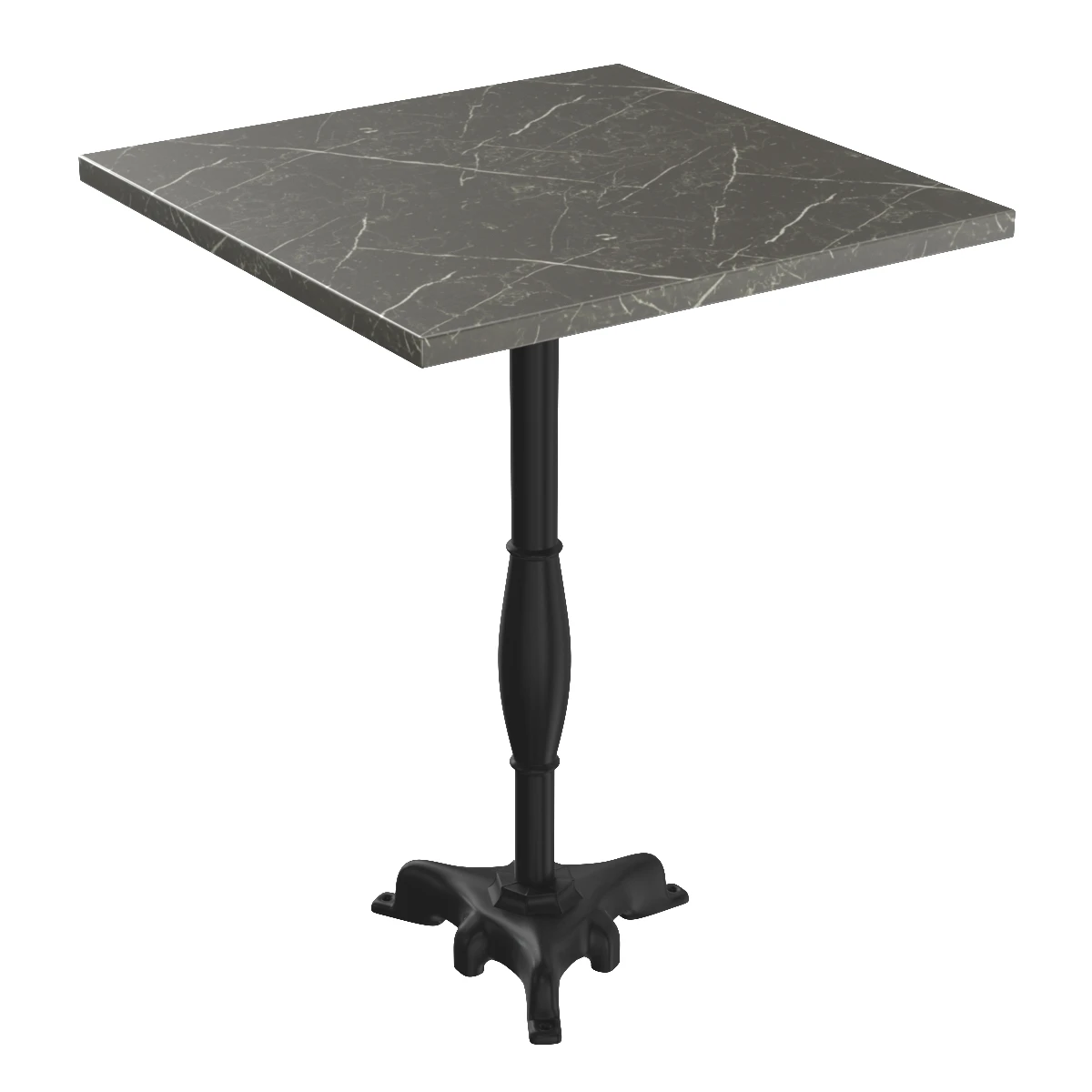 Mid Century Grey Marble Cafe Table with Cast Iron Base 3D Model_01
