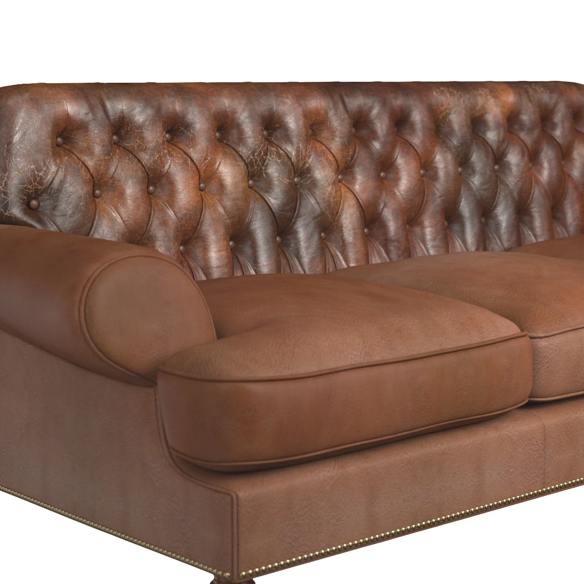 OHenry House Ltd Tufted Brown Leather Three Seat Sofa 3D Model_05