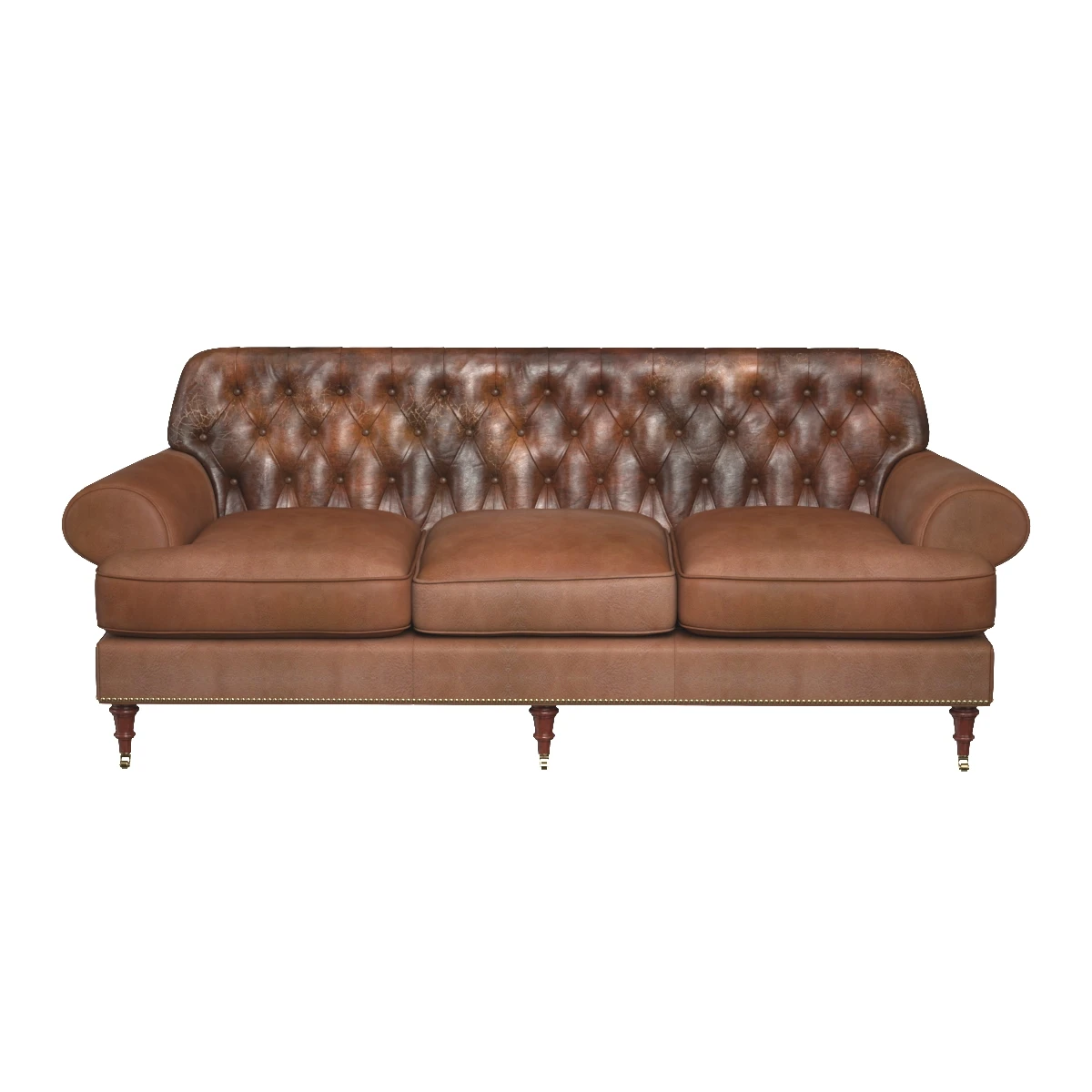 OHenry House Ltd Tufted Brown Leather Three Seat Sofa 3D Model_06
