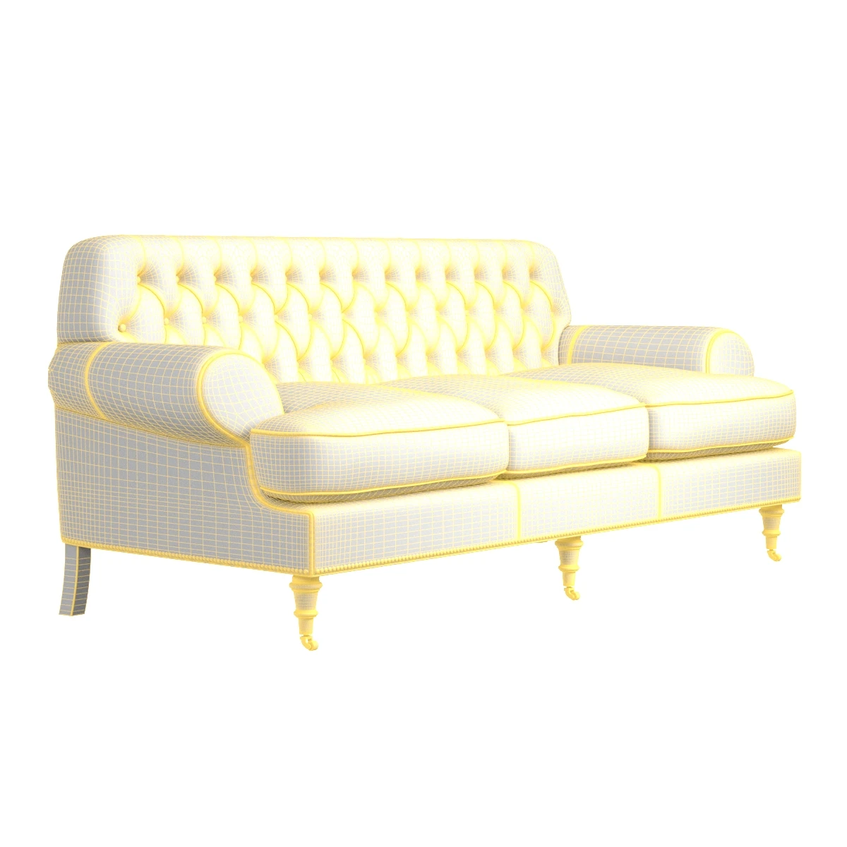 OHenry House Ltd Tufted Brown Leather Three Seat Sofa 3D Model_07