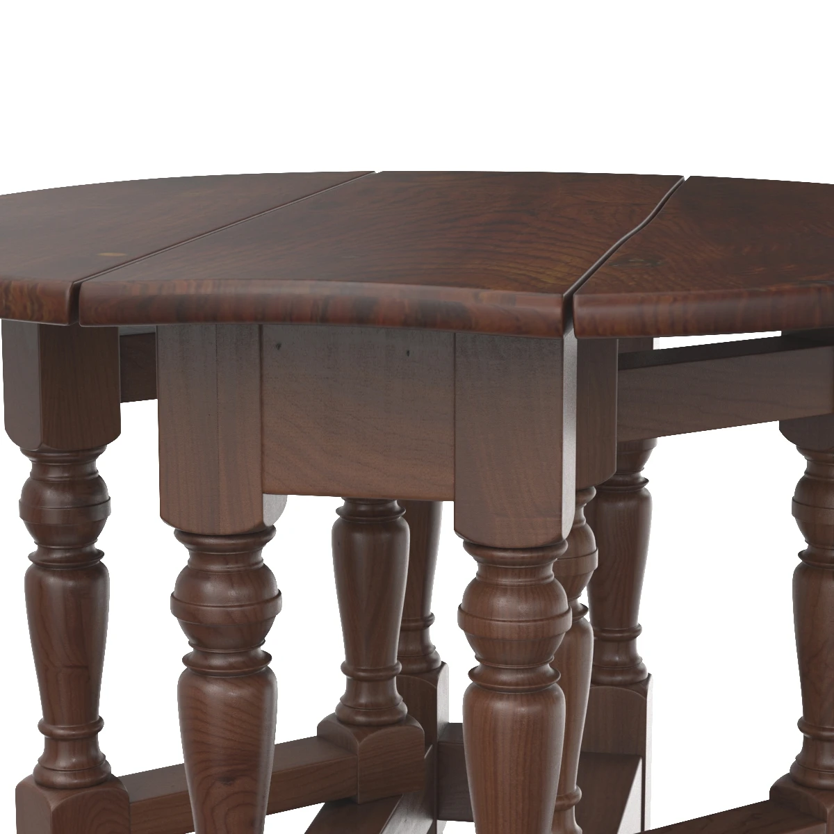 Small Antique Oak Gateleg Occasional Table 3D Model_04